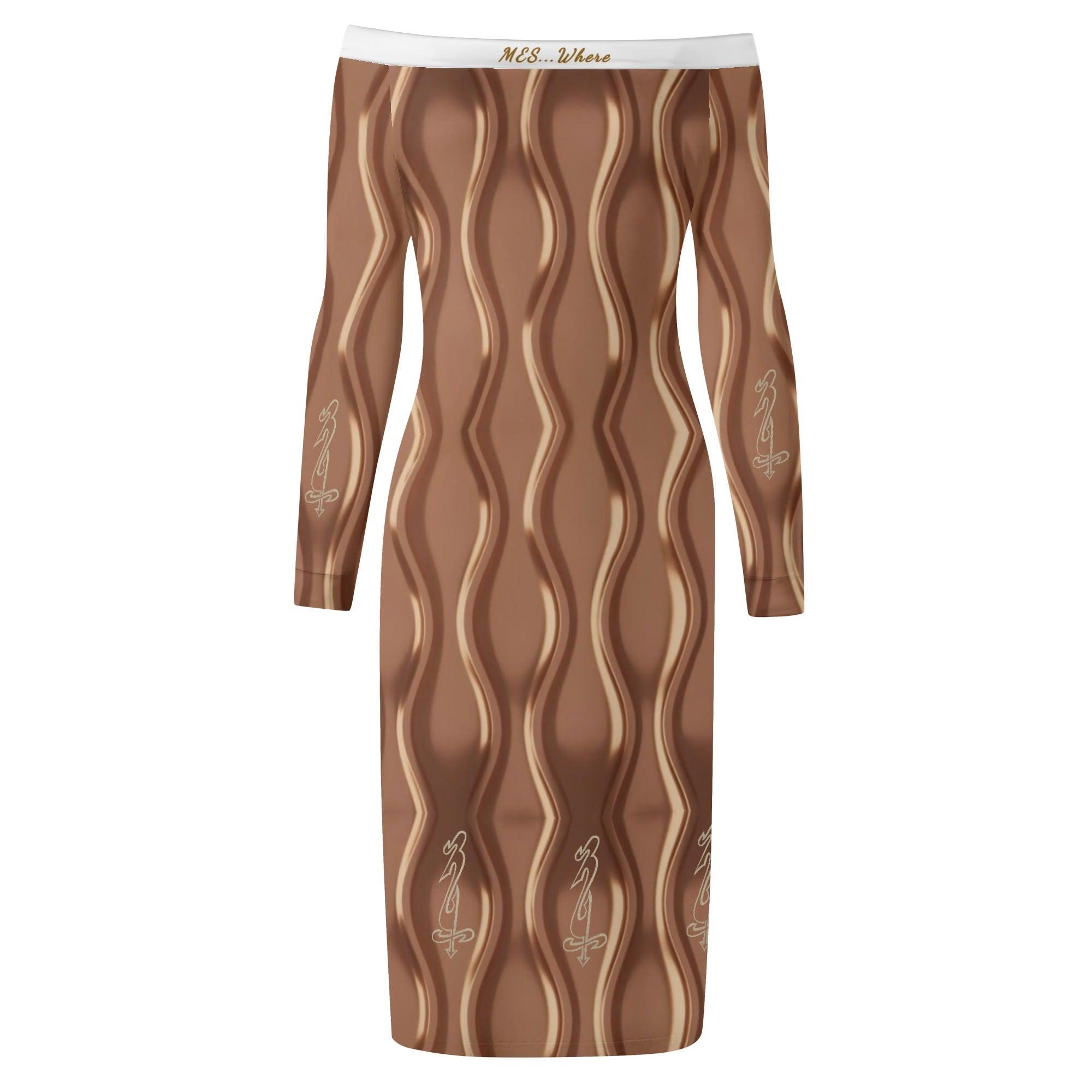 Women's Off The Shoulder Long Sleeve Elegant Wrap Dress - MES...Where