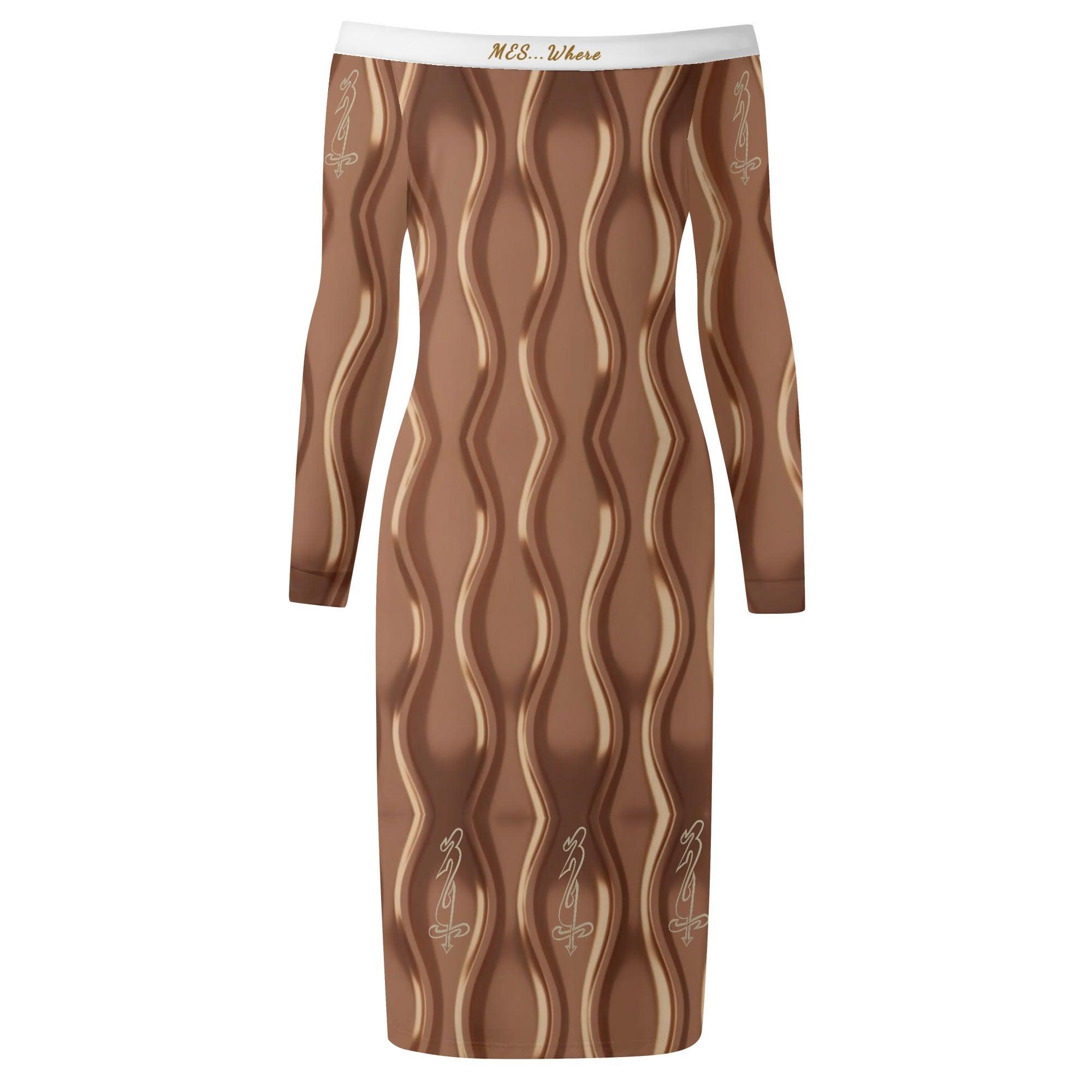 Women's Off The Shoulder Long Sleeve Elegant Wrap Dress - MES...Where