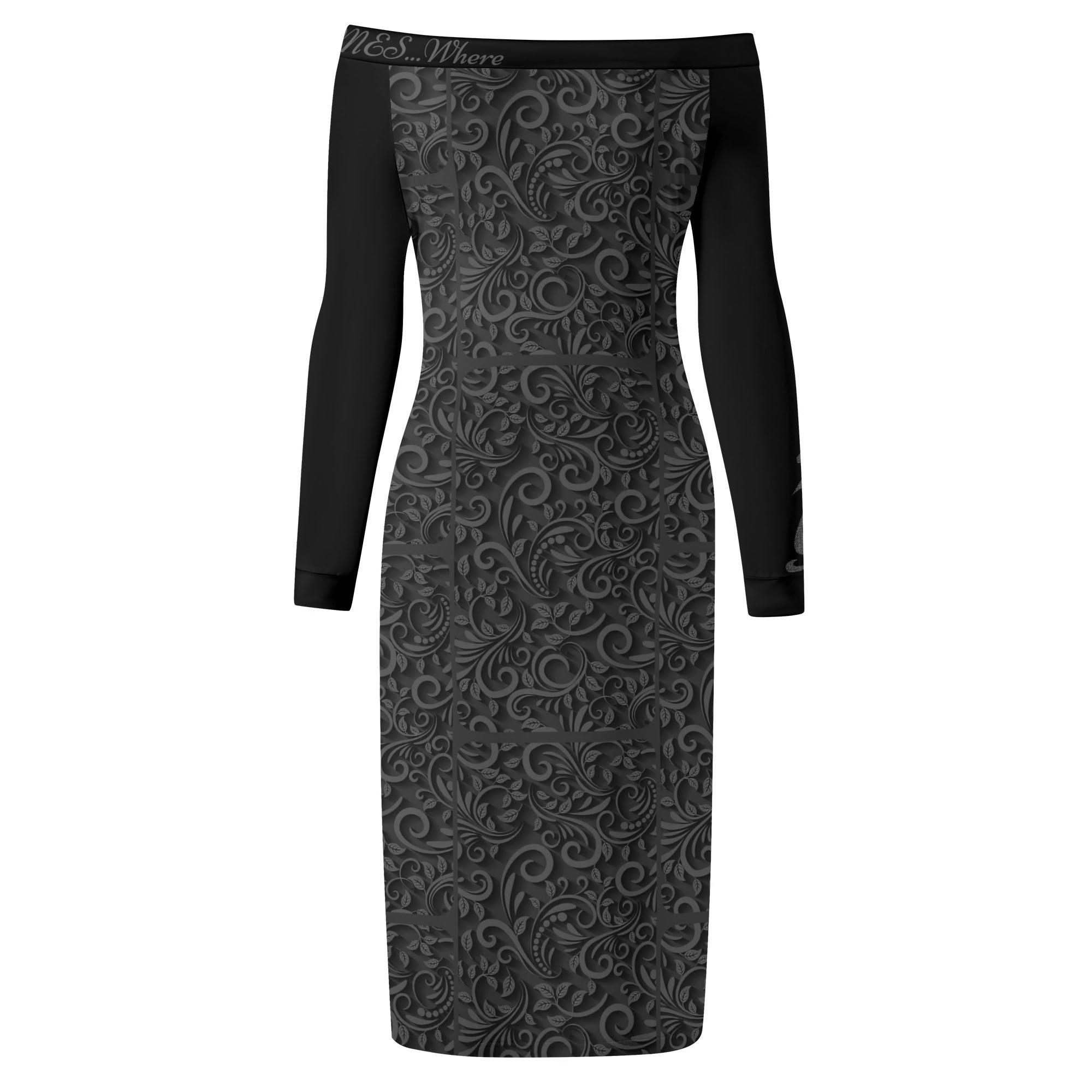 Women's Off The Shoulder Long Sleeve Elegant Wrap Dress - MES...Where