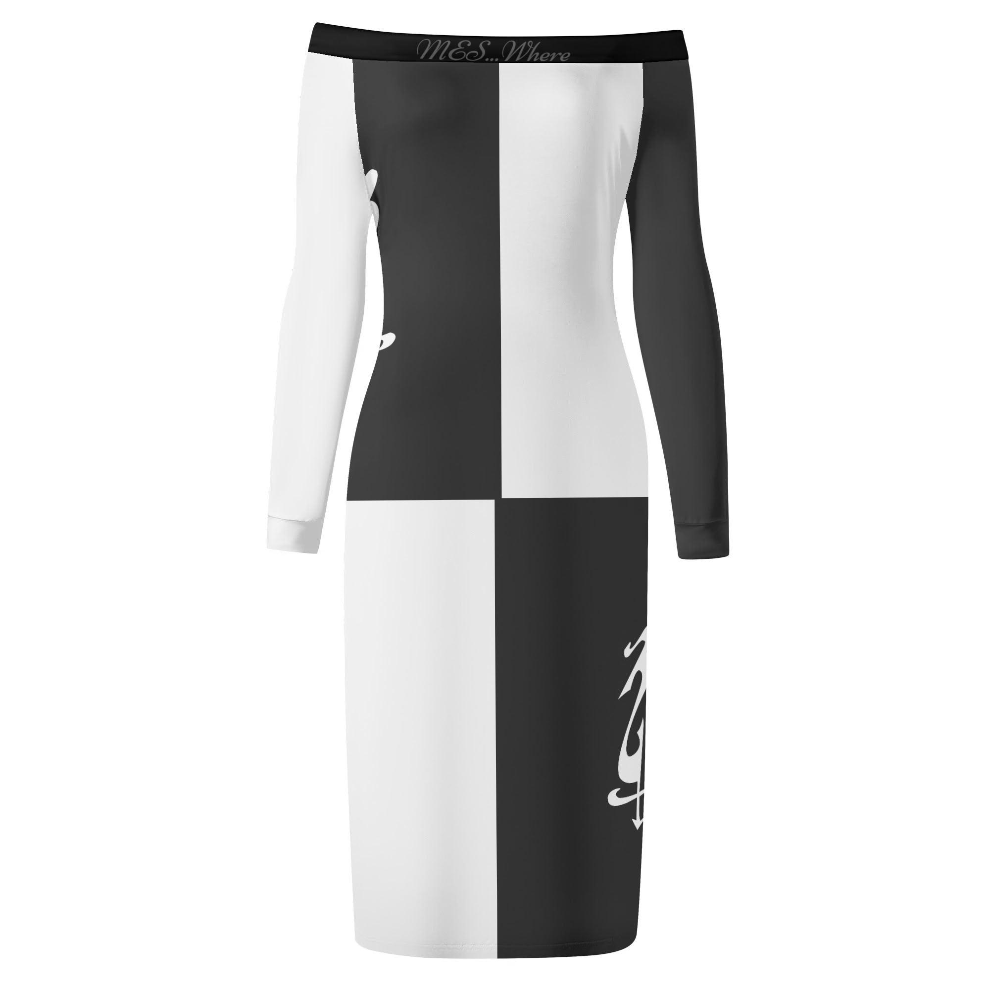 Women's Off The Shoulder Long Sleeve Elegant Wrap Dress - MES...Where