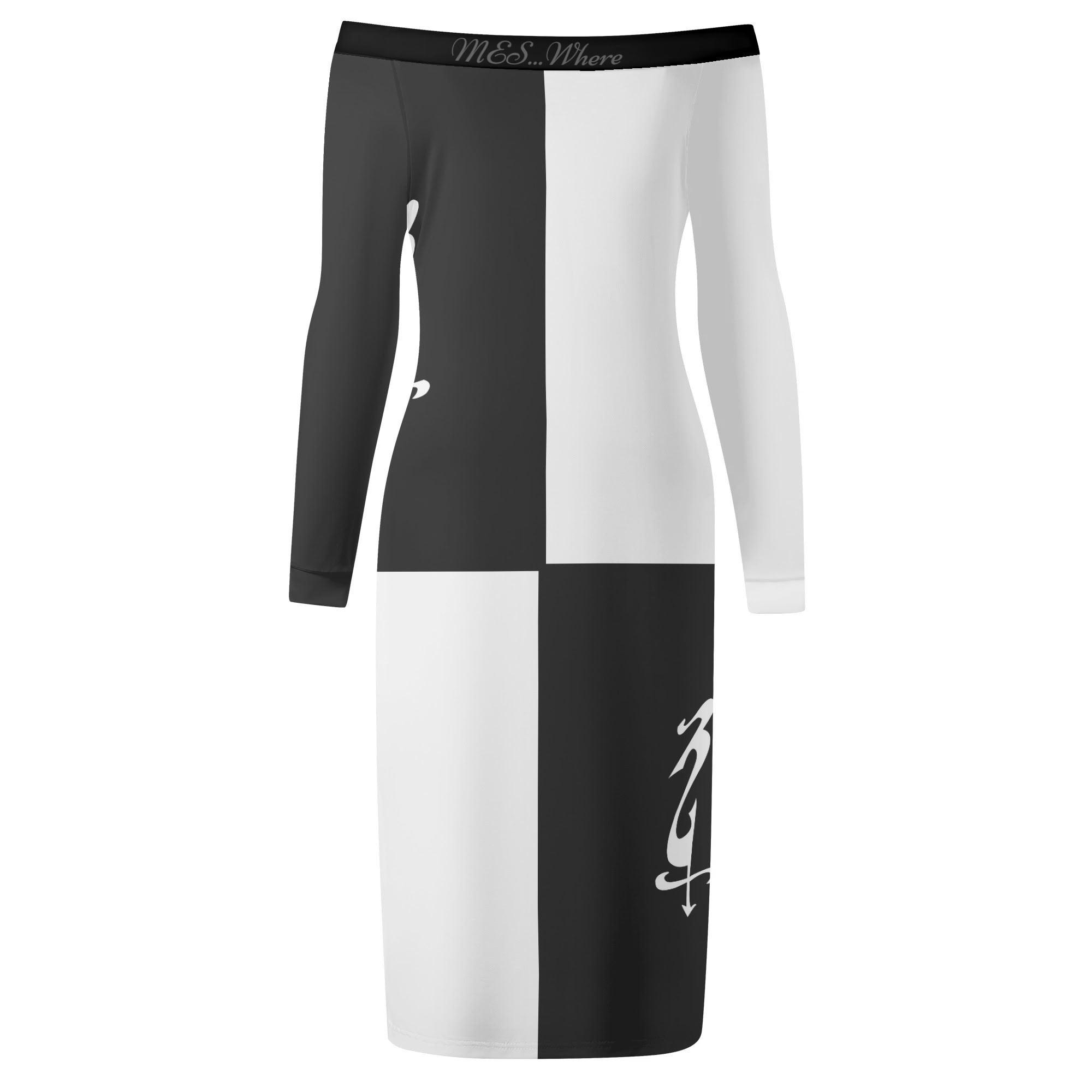 Women's Off The Shoulder Long Sleeve Elegant Wrap Dress - MES...Where