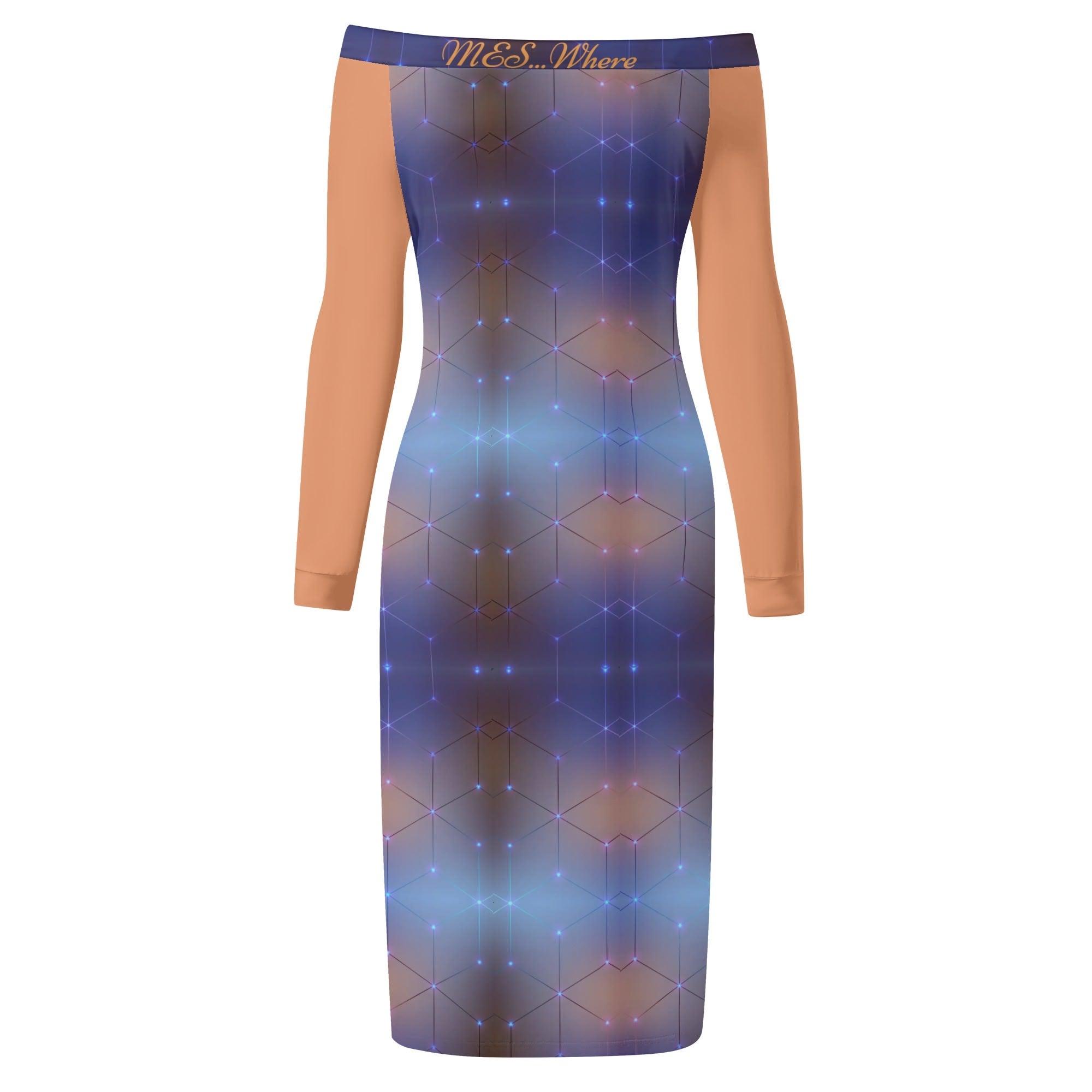 Women's Off The Shoulder Long Sleeve Elegant Wrap Dress - MES...Where