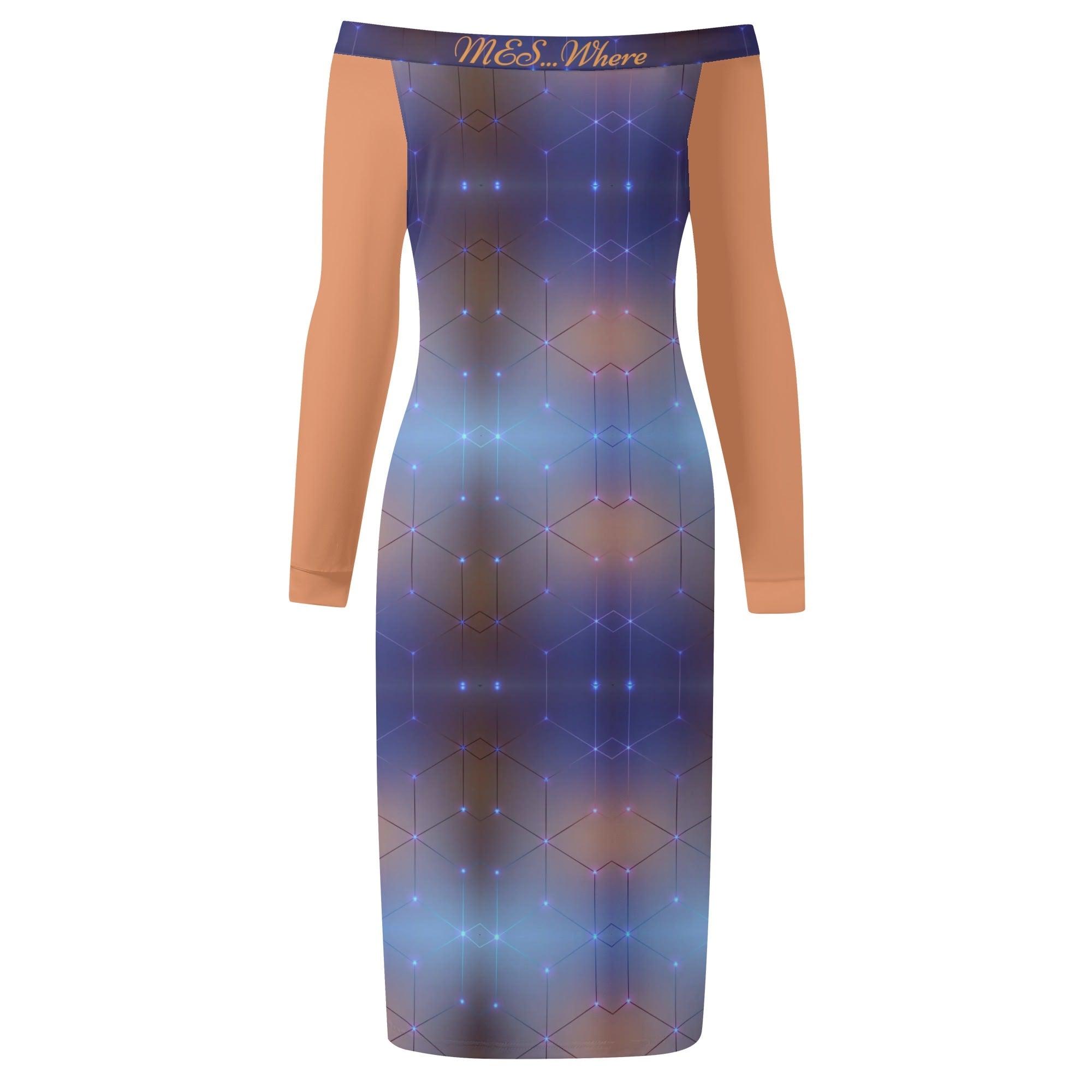 Women's Off The Shoulder Long Sleeve Elegant Wrap Dress - MES...Where