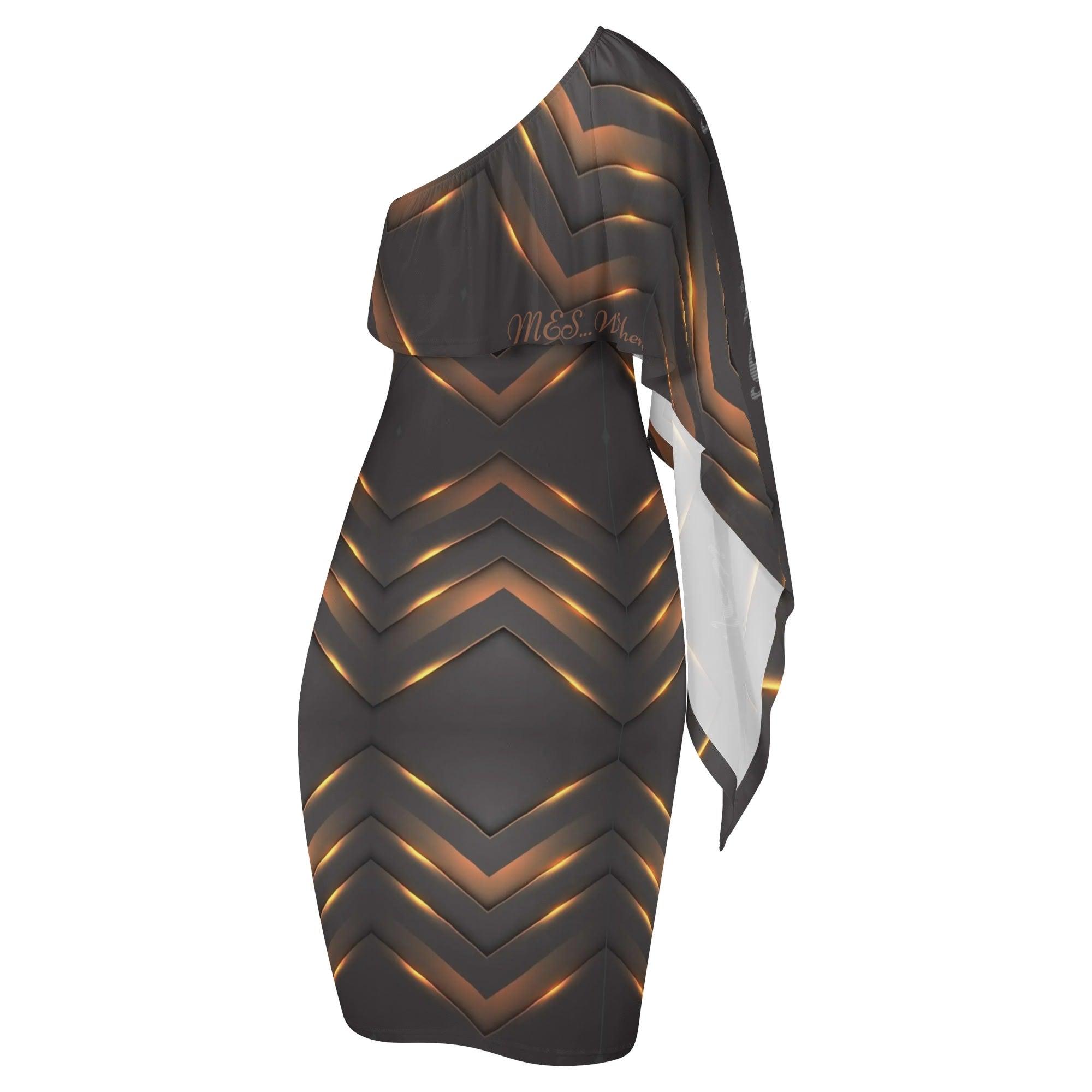 Women's Long Sleeve One Shoulder Party/Evening Dress - MES...Where