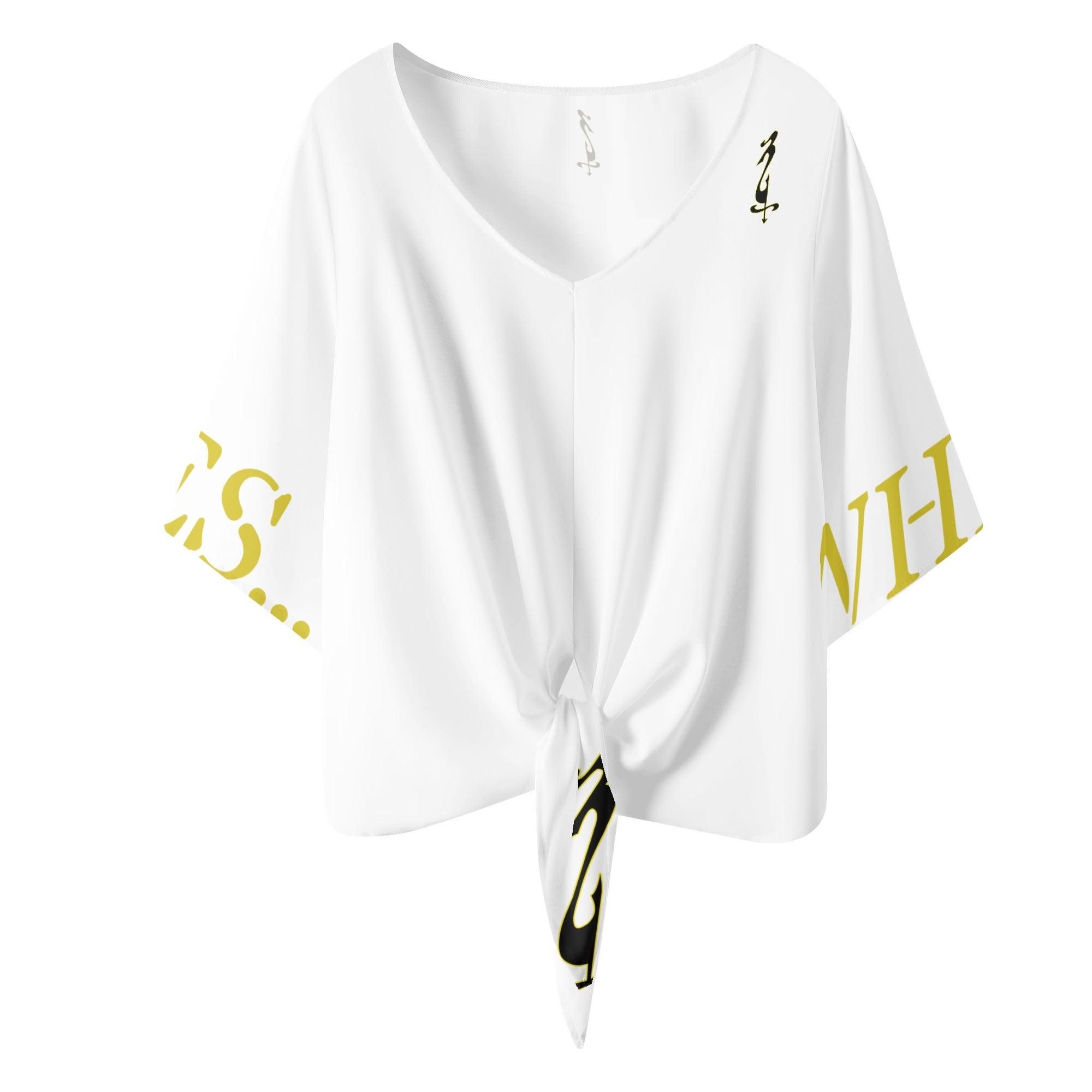 Women‘s’ V-neck Tie Front Knot Chiffon Blouse - MES...Where