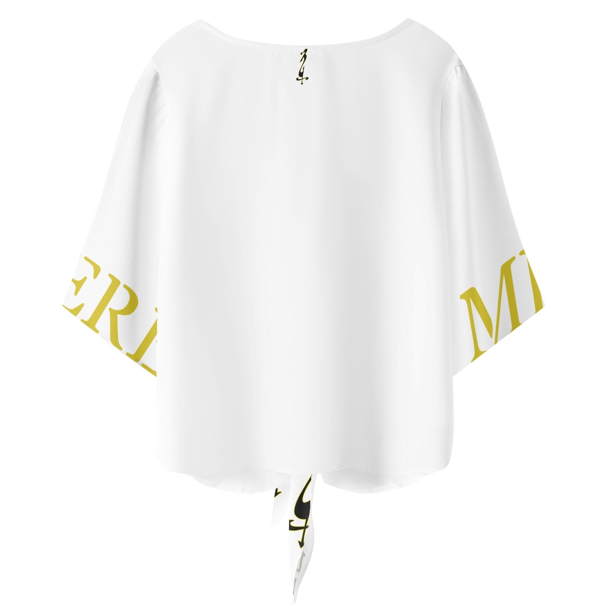 Women‘s’ V-neck Tie Front Knot Chiffon Blouse - MES...Where