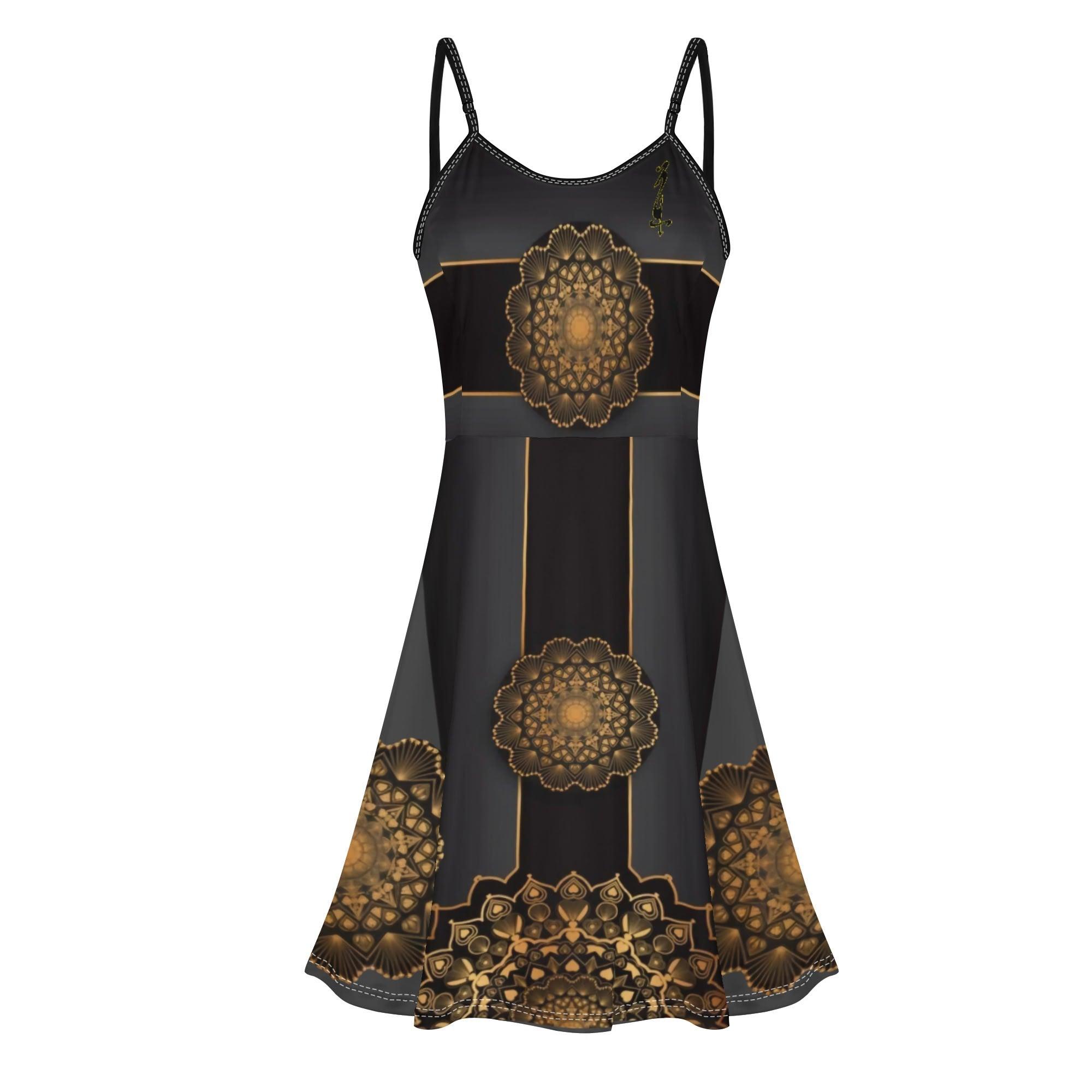 Women's Lounge Sleeveless Adjustable Spaghetti Strap Short Swing Dress - MES...Where