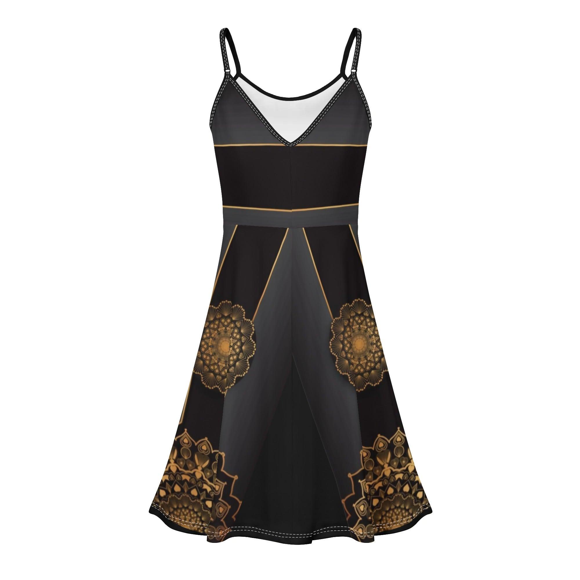 Women's Lounge Sleeveless Adjustable Spaghetti Strap Short Swing Dress - MES...Where