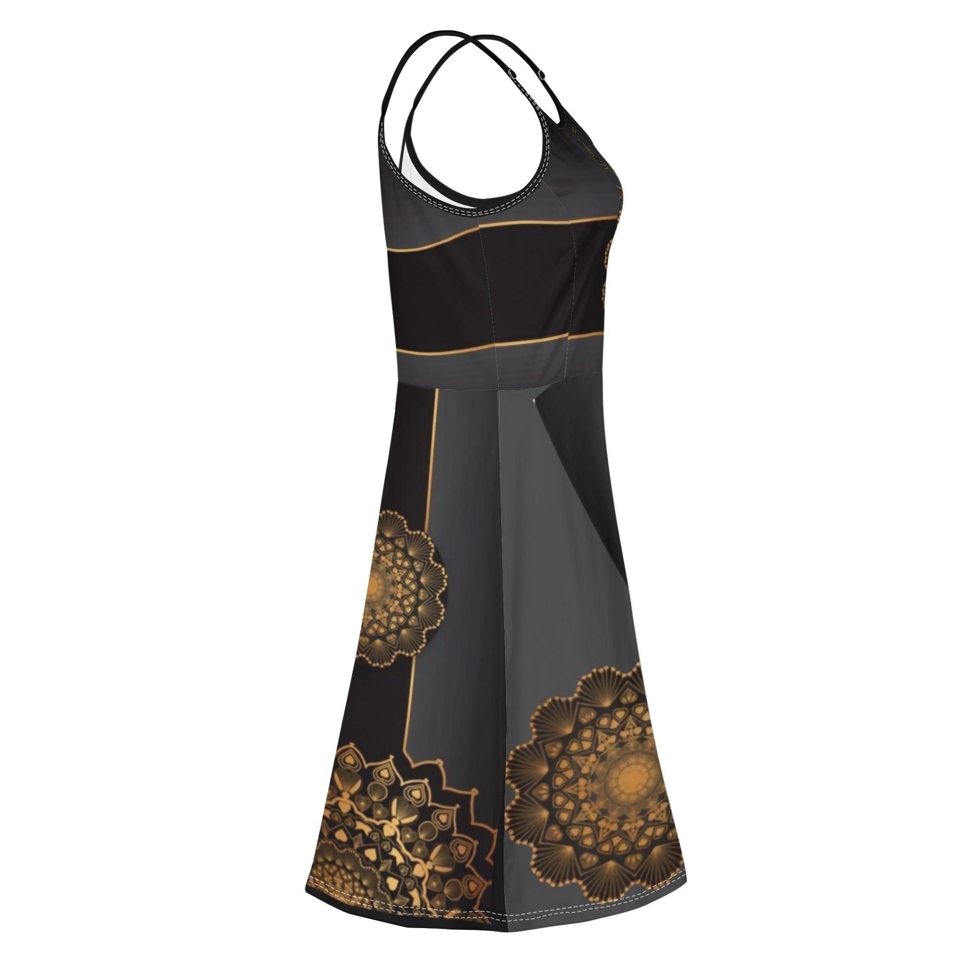 Women's Lounge Sleeveless Adjustable Spaghetti Strap Short Swing Dress - MES...Where