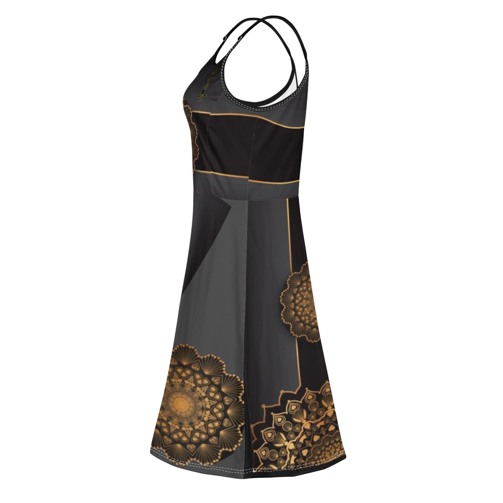 Women's Lounge Sleeveless Adjustable Spaghetti Strap Short Swing Dress - MES...Where