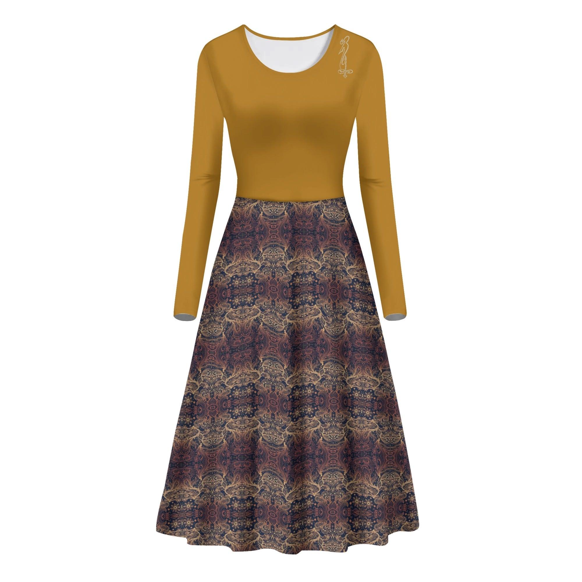 Womens Long Sleeves Flowy Long Dresses - MES...Where