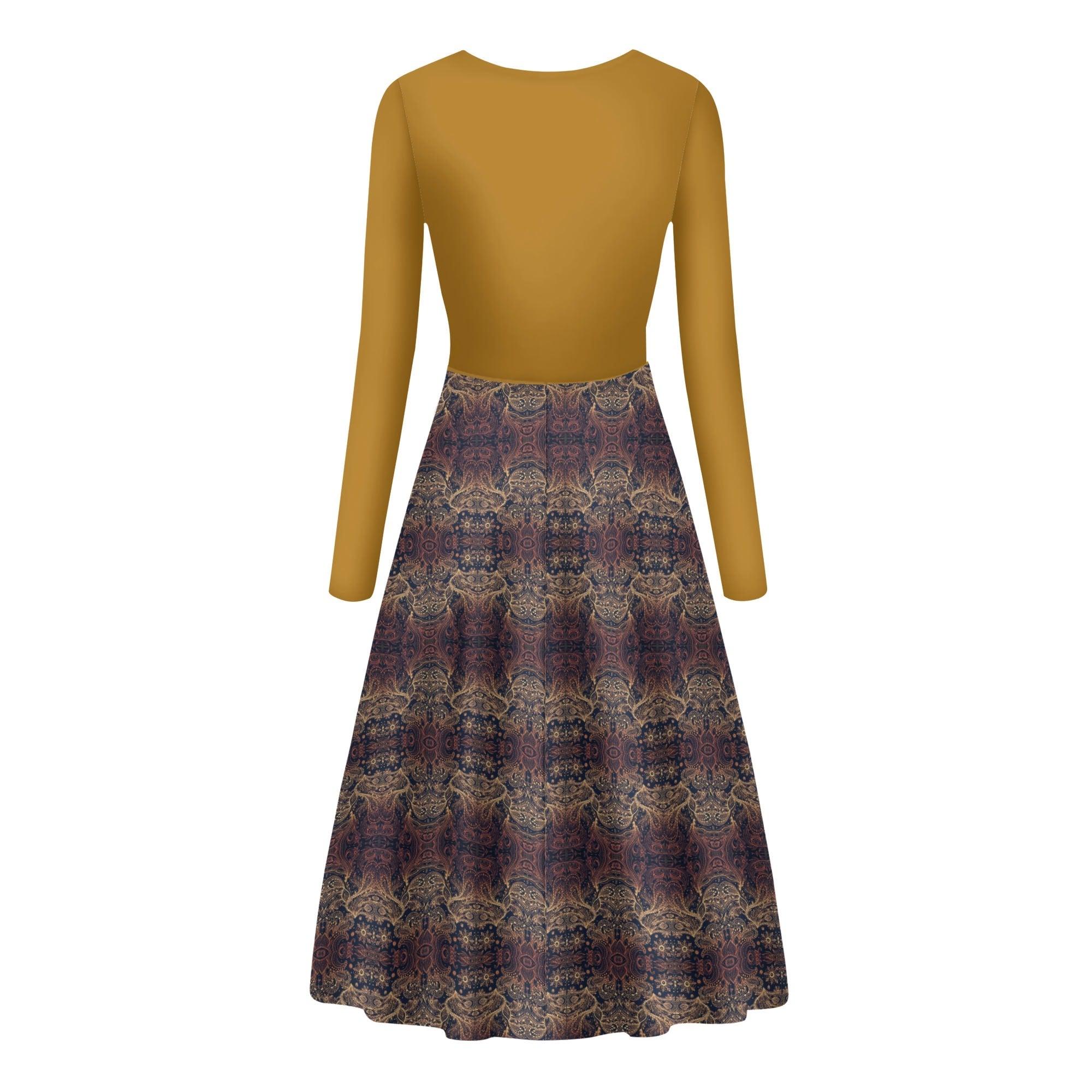 Womens Long Sleeves Flowy Long Dresses - MES...Where