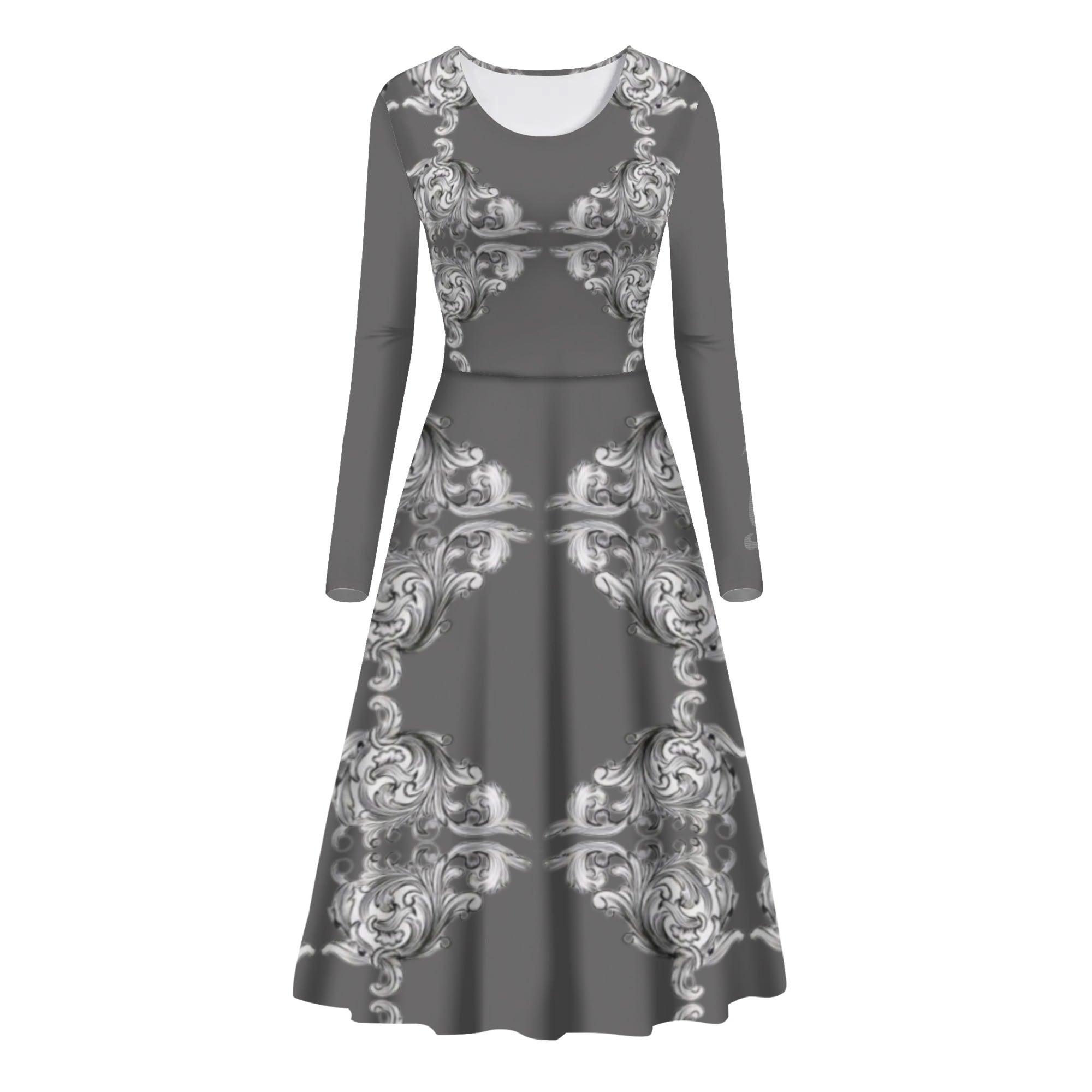 Womens Long Sleeves Flowy Long Dresses - MES...Where