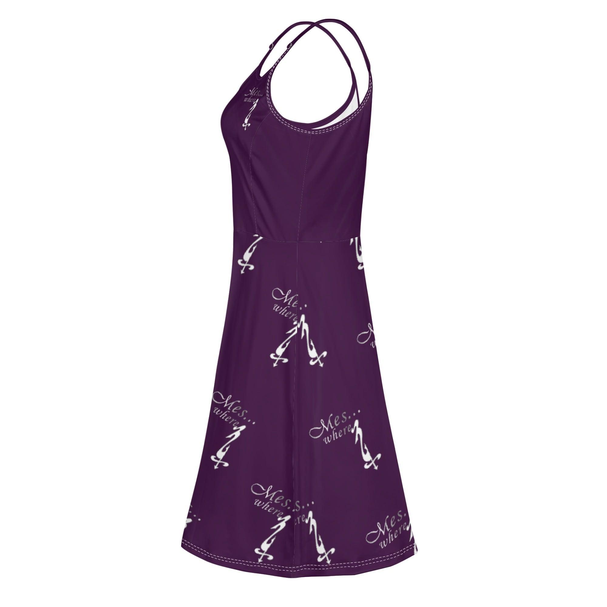 Women's Lounge Sleeveless Adjustable Spaghetti Strap Short Swing Dress - MES...Where