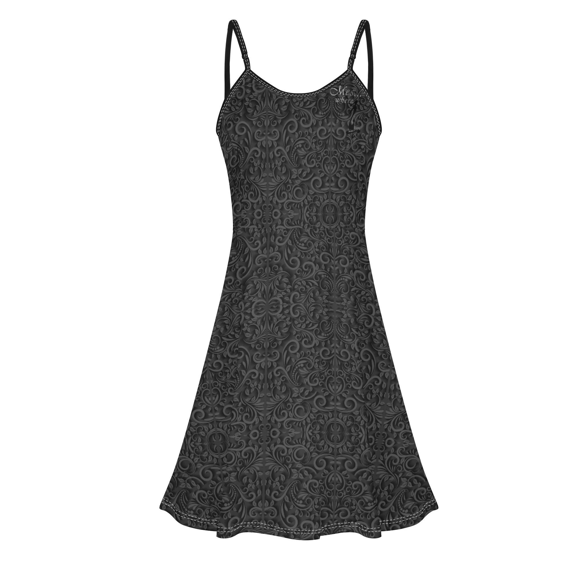 Women's Lounge Sleeveless Adjustable Spaghetti Strap Short Swing Dress - MES...Where