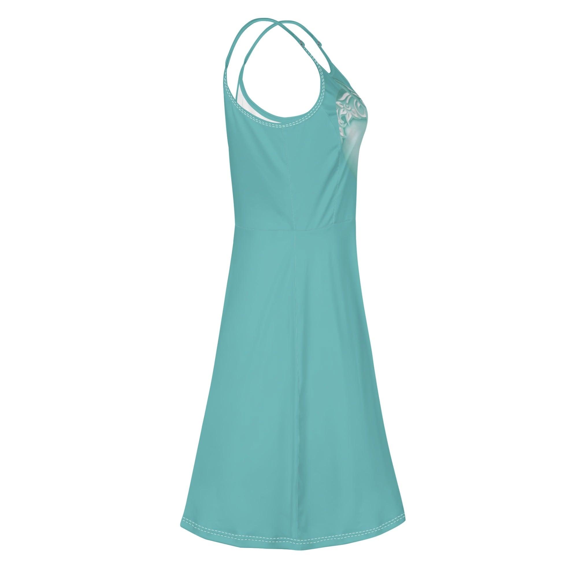 Women's Lounge Sleeveless Adjustable Spaghetti Strap Short Swing Dress - MES...Where