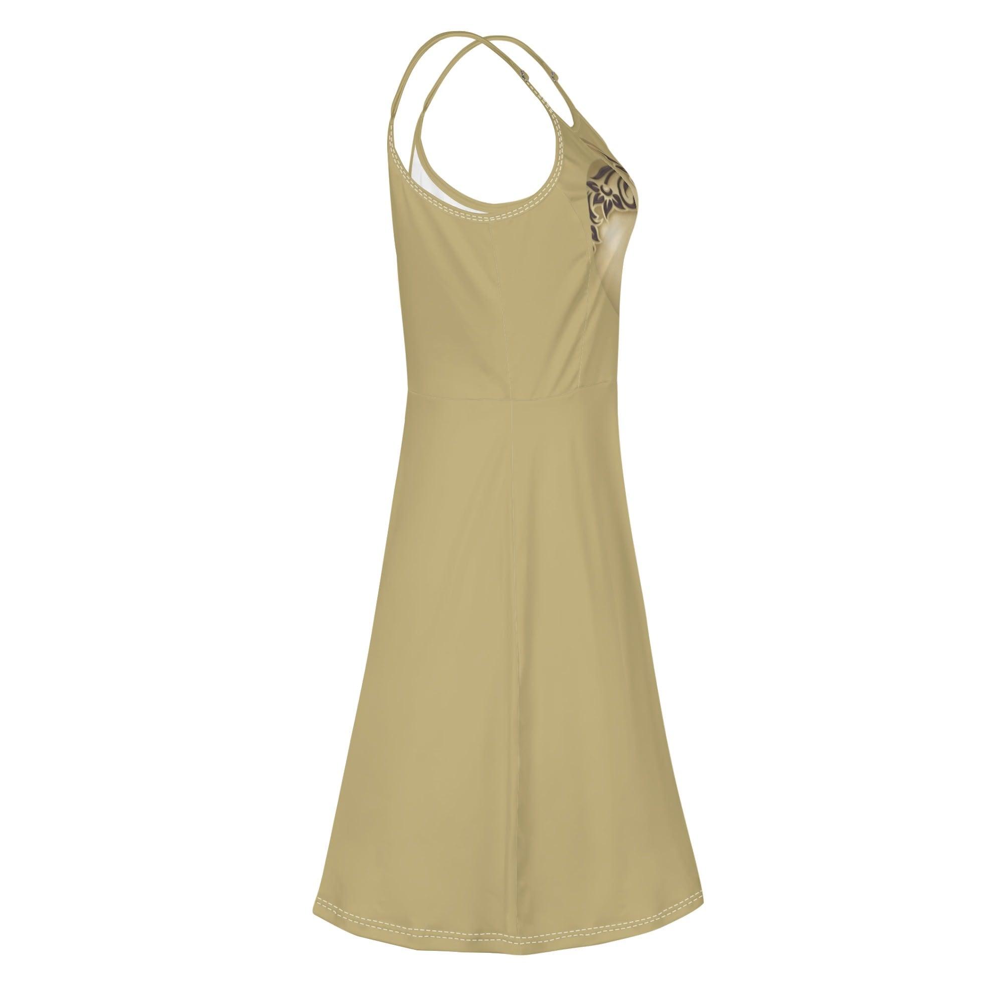 Women's Lounge Sleeveless Adjustable Spaghetti Strap Short Swing Dress - MES...Where