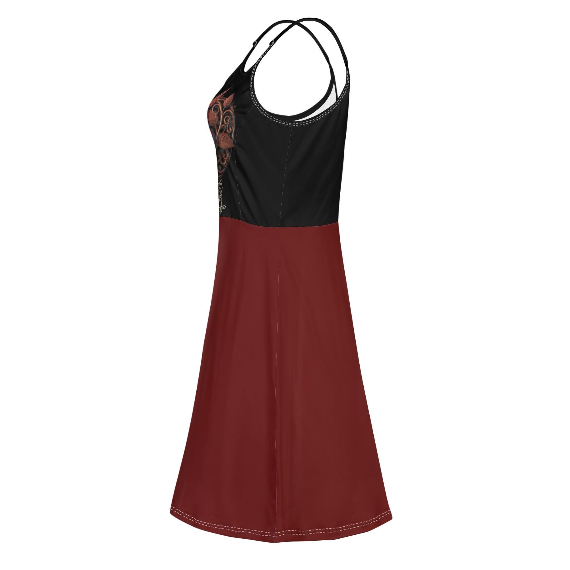 Women's Lounge Sleeveless Adjustable Spaghetti Strap Short Swing Dress - MES...Where