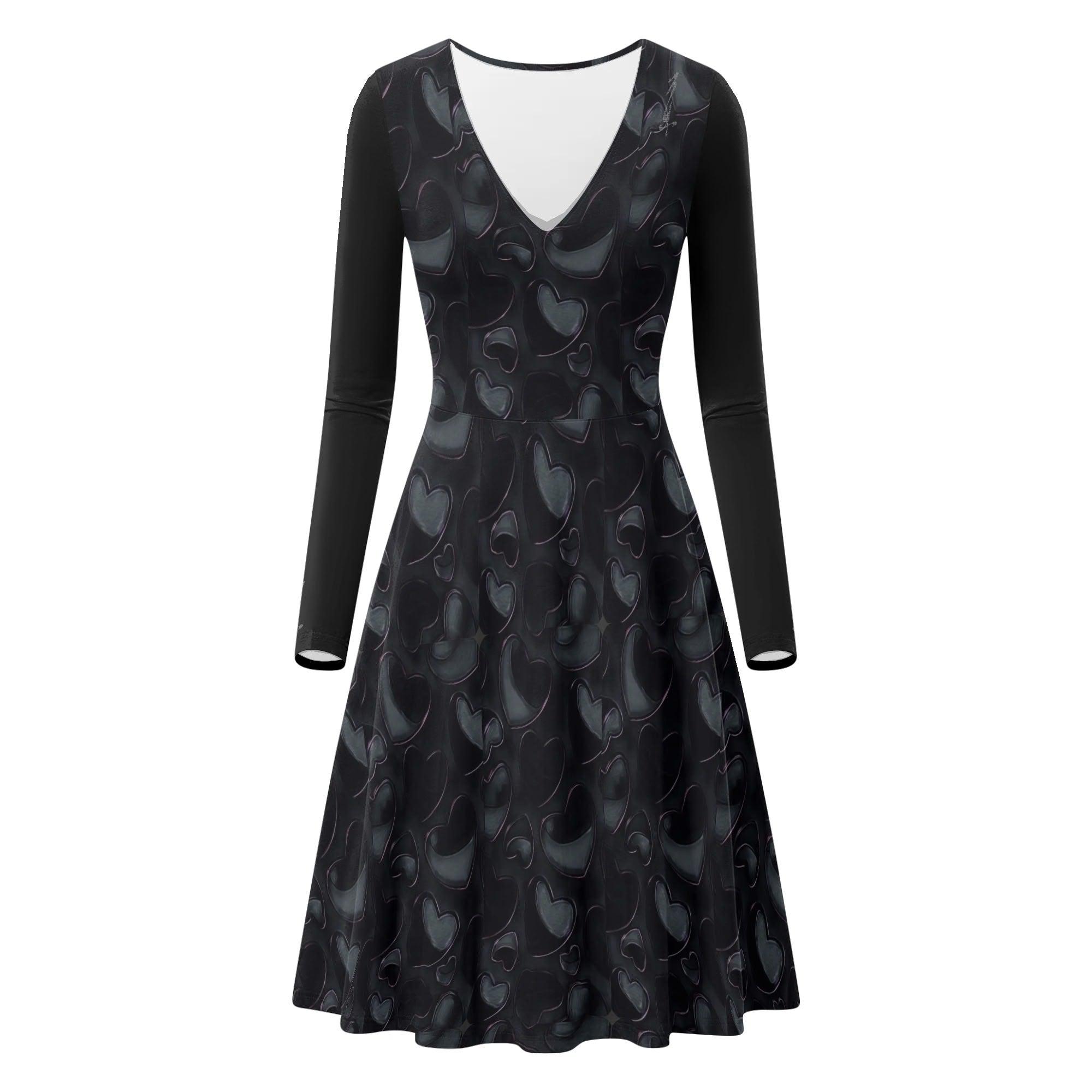 Women's V-Neck Long Sleeve Ruffle Dress - MES...Where