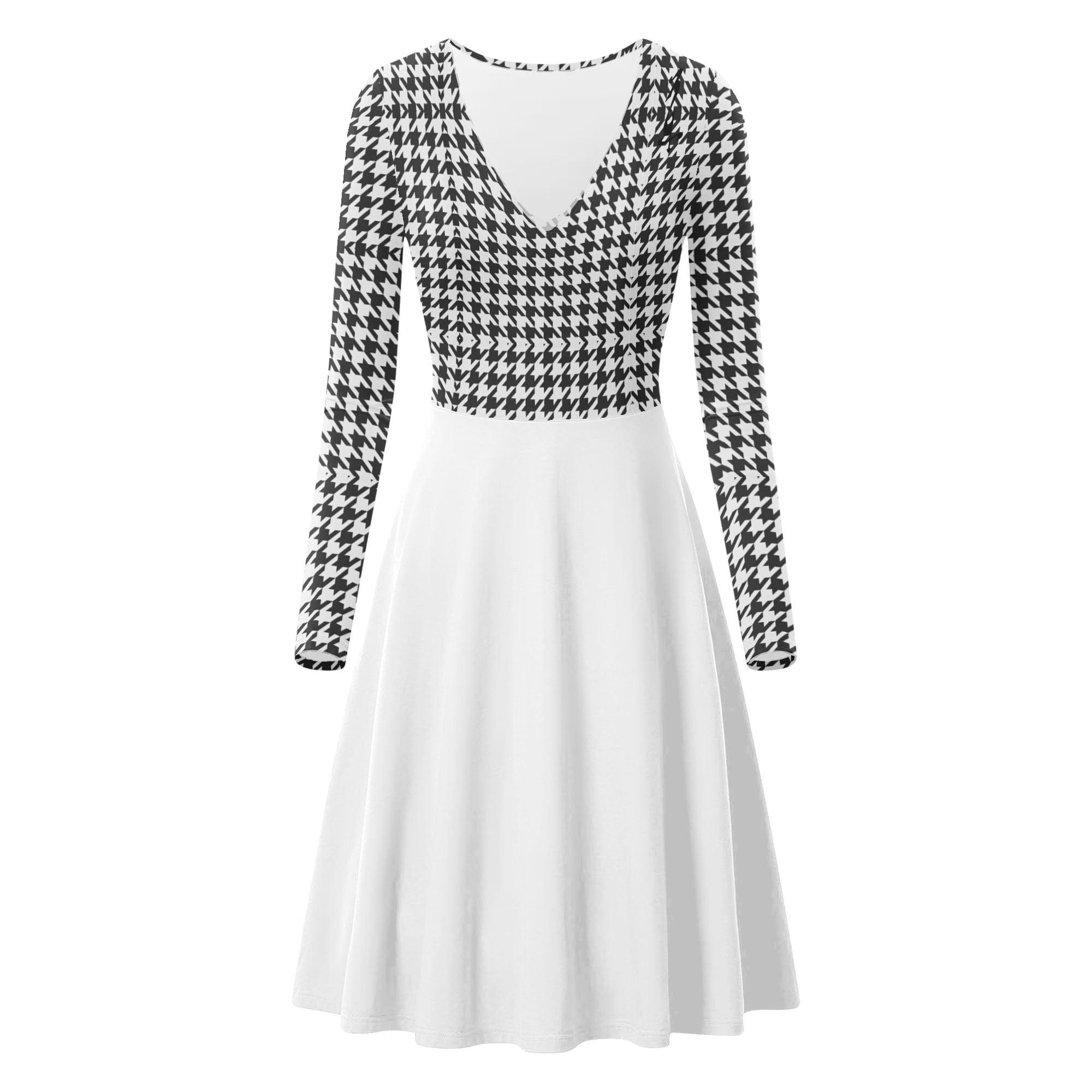 Women's V-Neck Long Sleeve Ruffle Dress - MES...Where