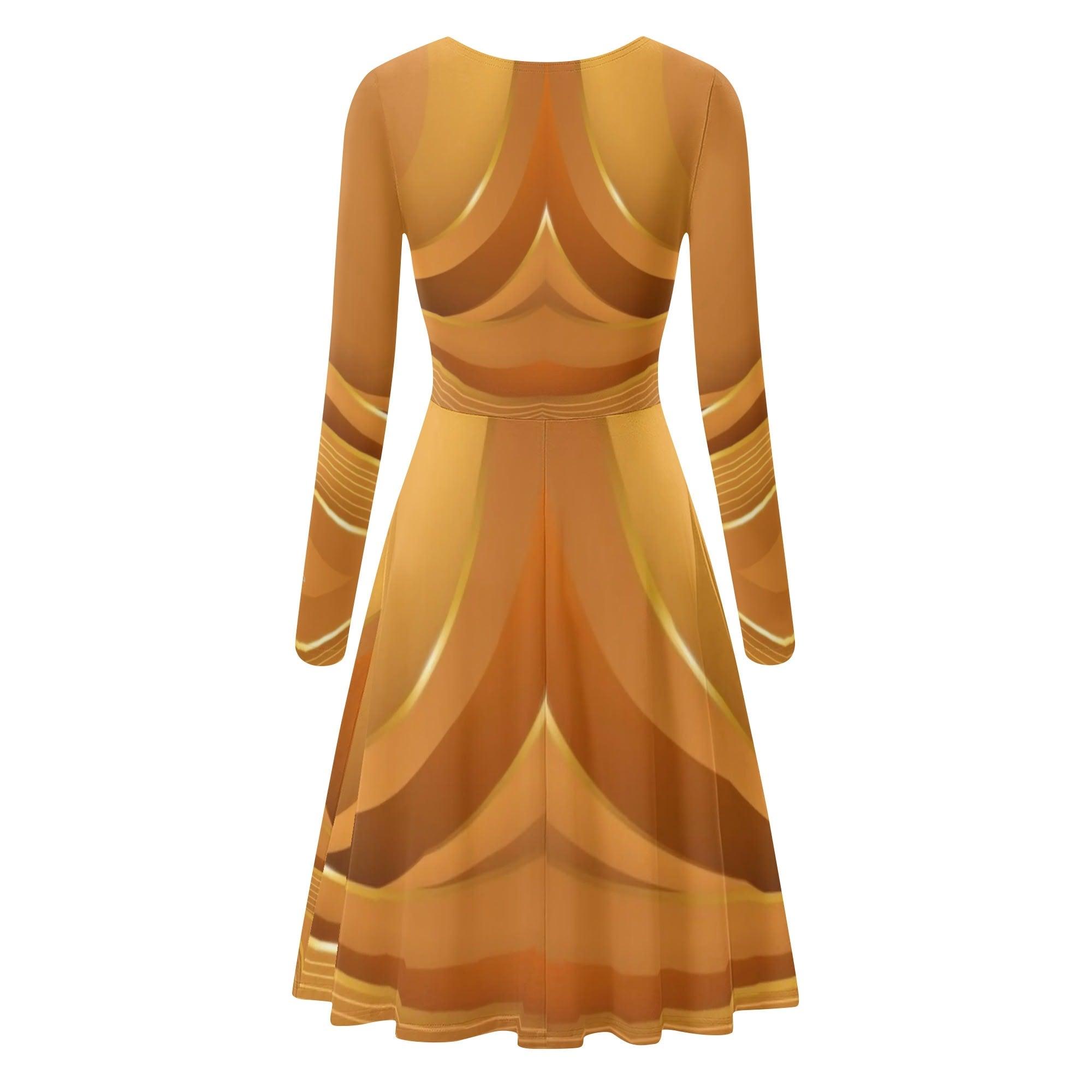 Women's V-Neck Long Sleeve Ruffle Dress - MES...Where