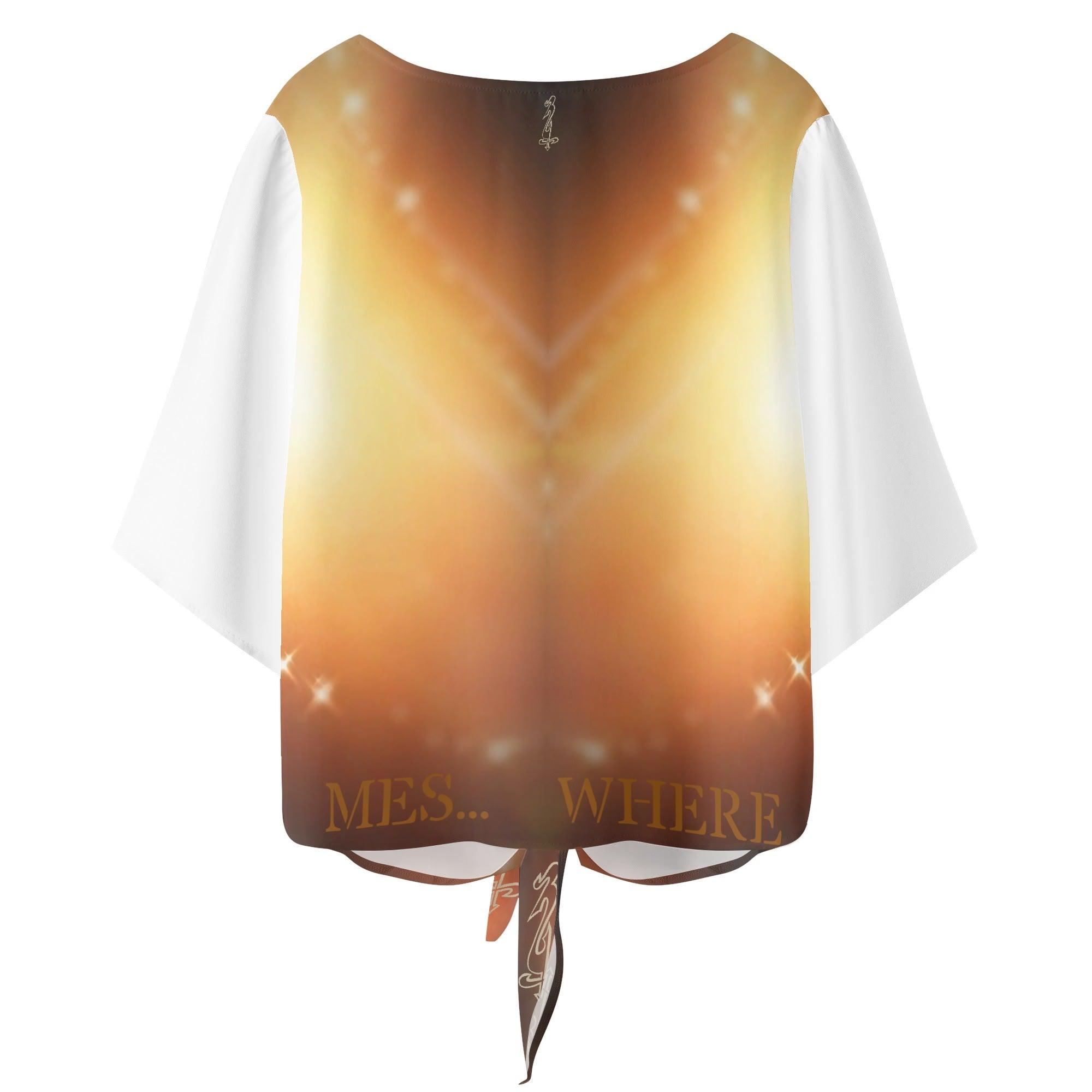 Women‘s’ V-neck Tie Front Knot Chiffon Blouse - MES...Where