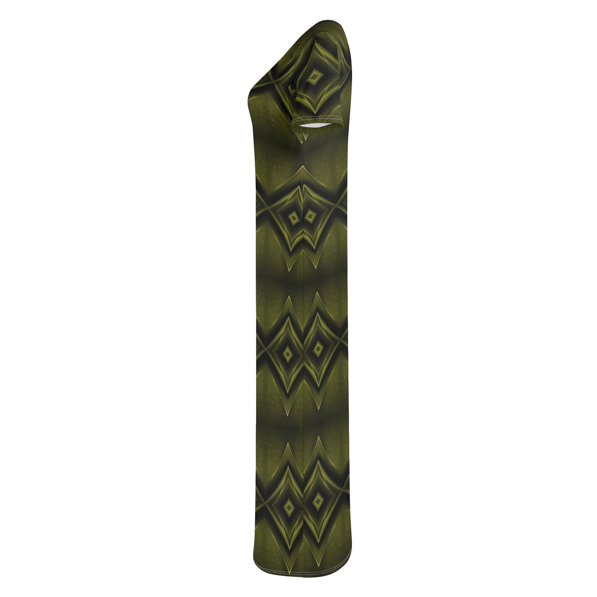 Women's Short Sleeve Dress Casual All Over Print Long Dress - MES...Where