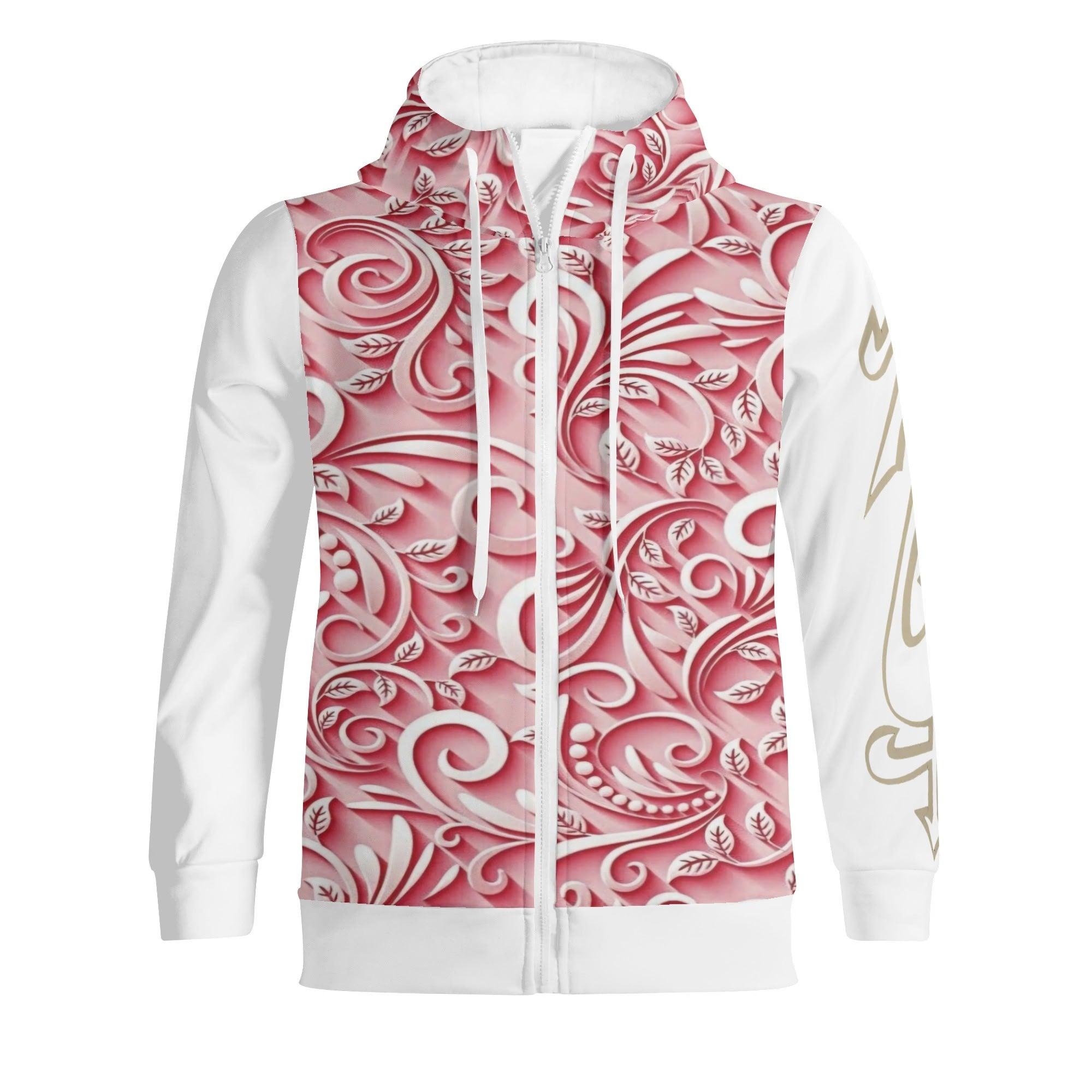Women's Print All Over Full Zip Turtleneck Hoodie Streetwear - MES...Where