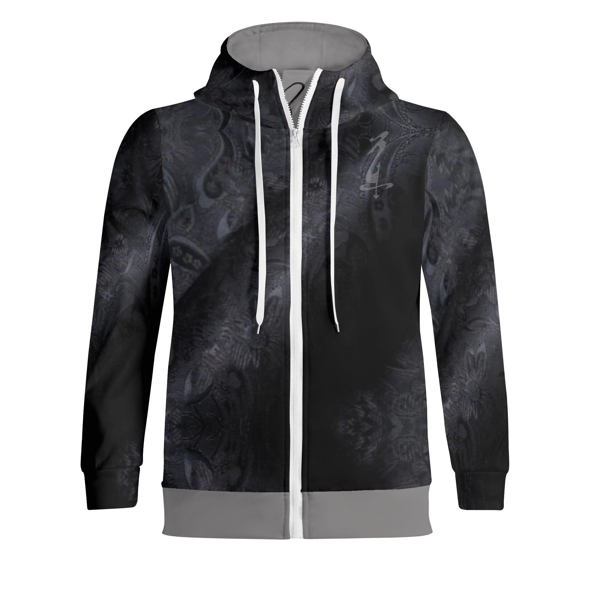 Unisex Men's/Women's Print All Over Full Zip Turtleneck Hoodie Streetwear - MES...Where