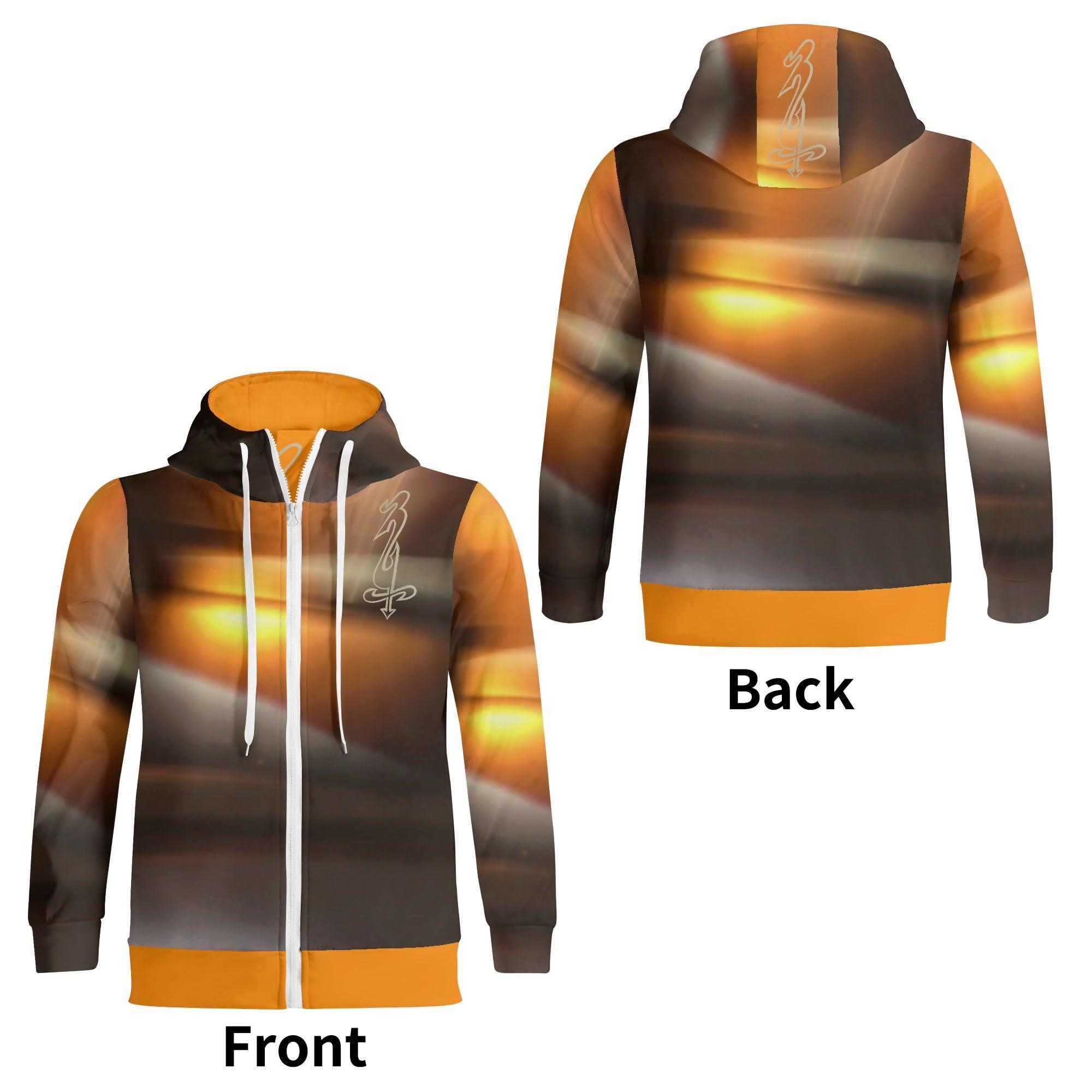 Men's Print All Over Full Zip Turtleneck Hoodie Streetwear - MES...Where