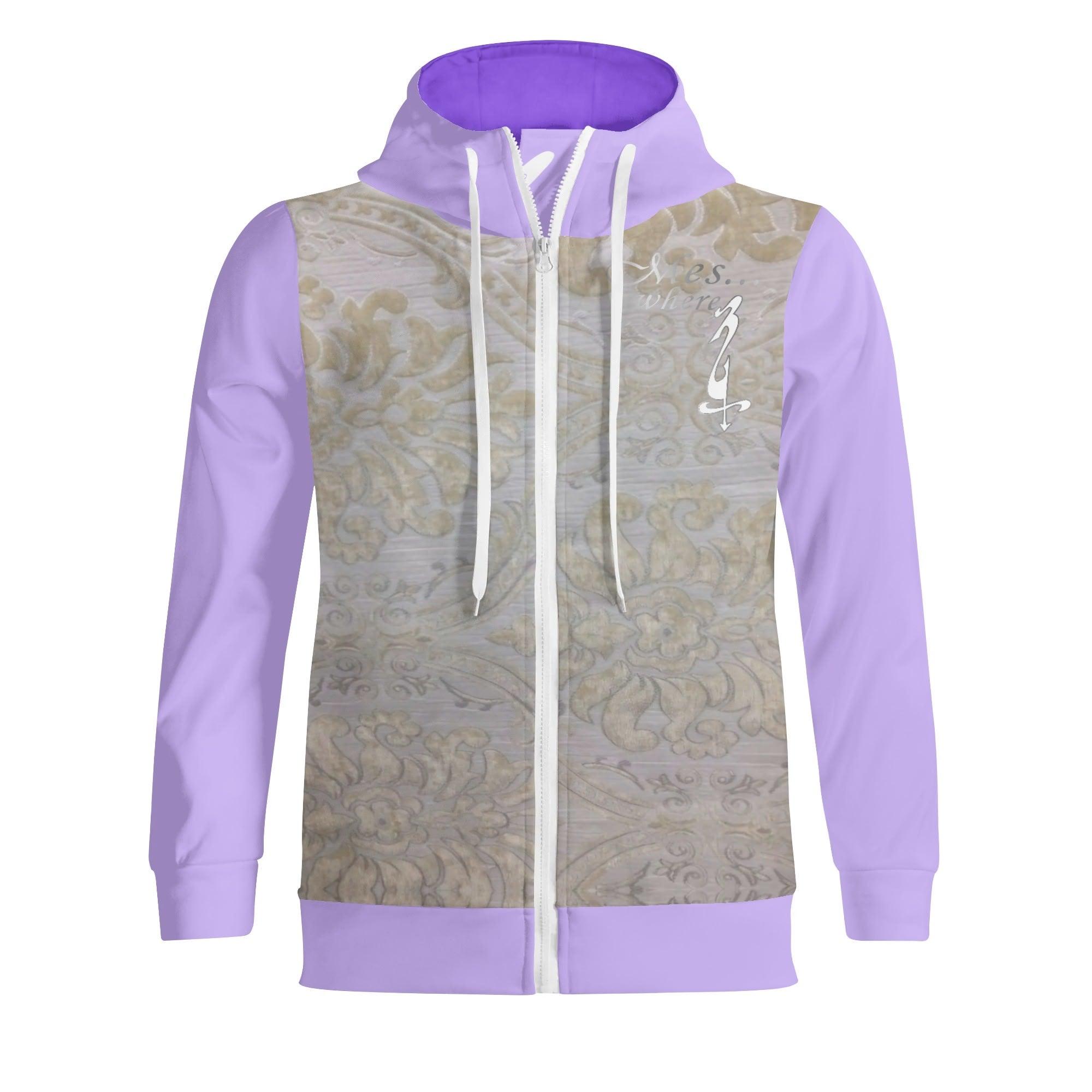 Women's Print All Over T-Shirt Zipper Hoodie - MES...Where