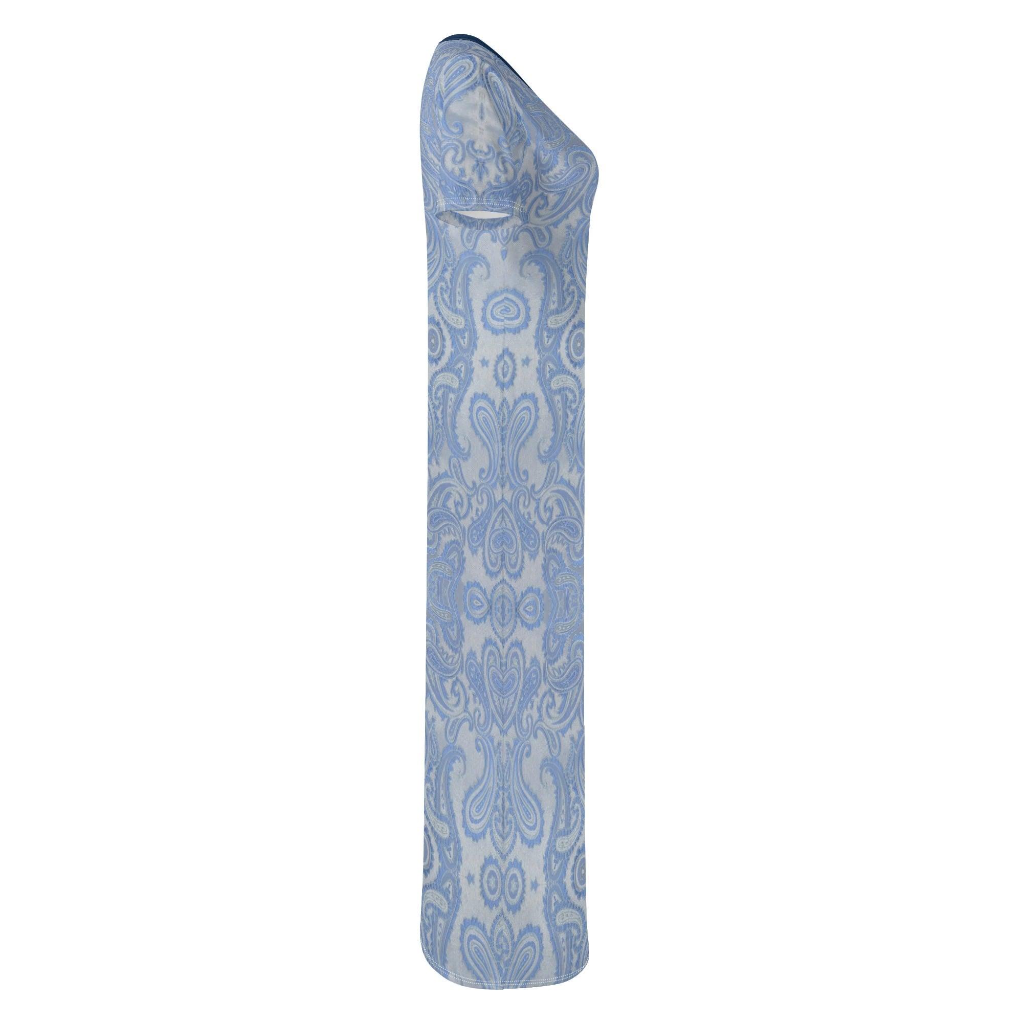 Women's Short Sleeve Casual All Over Print Long Dress - MES...Where