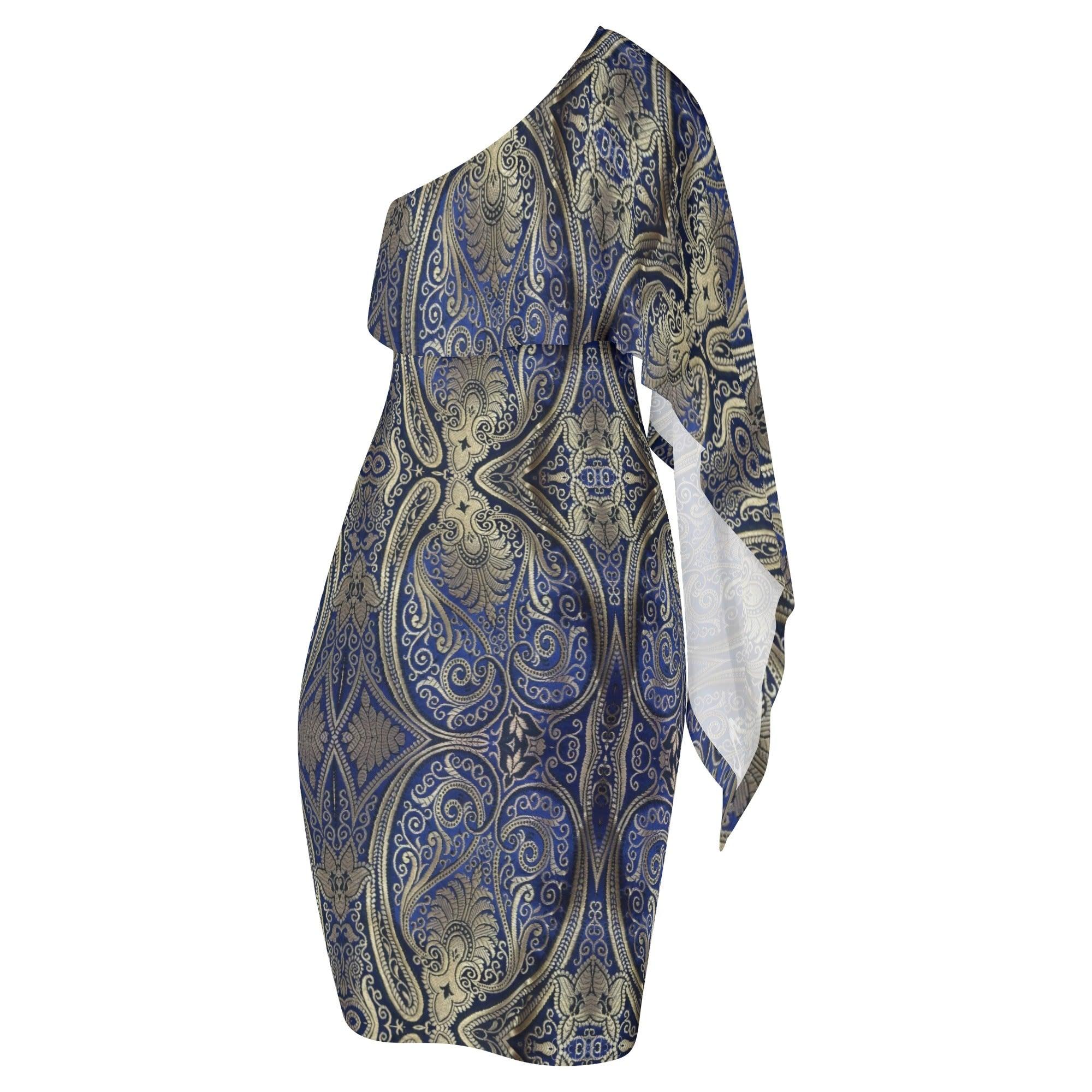 Women's Long Sleeve One Shoulder Party/Evening Dress - MES...Where