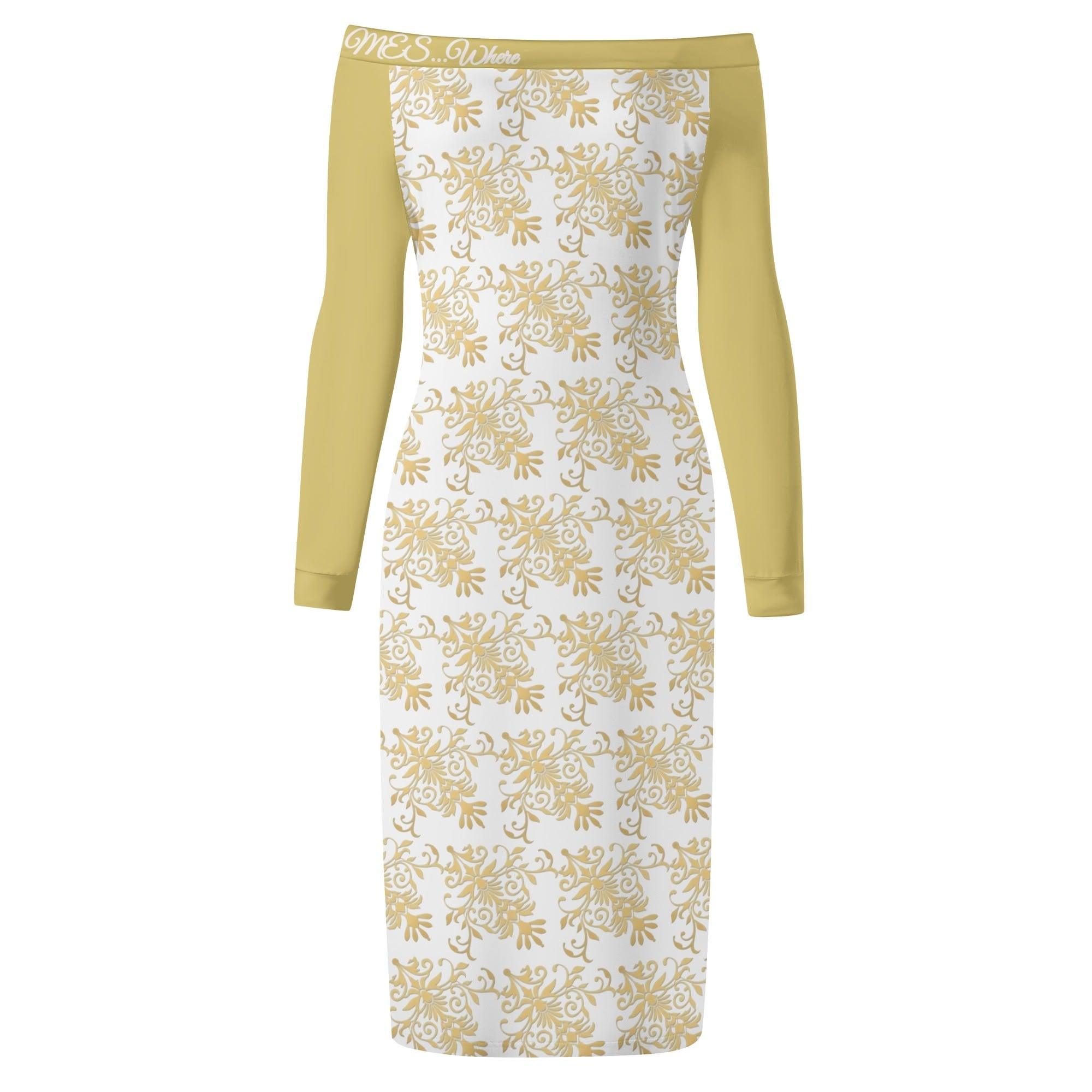 Women's Off The Shoulder Long Sleeve Elegant Wrap Dress - MES...Where