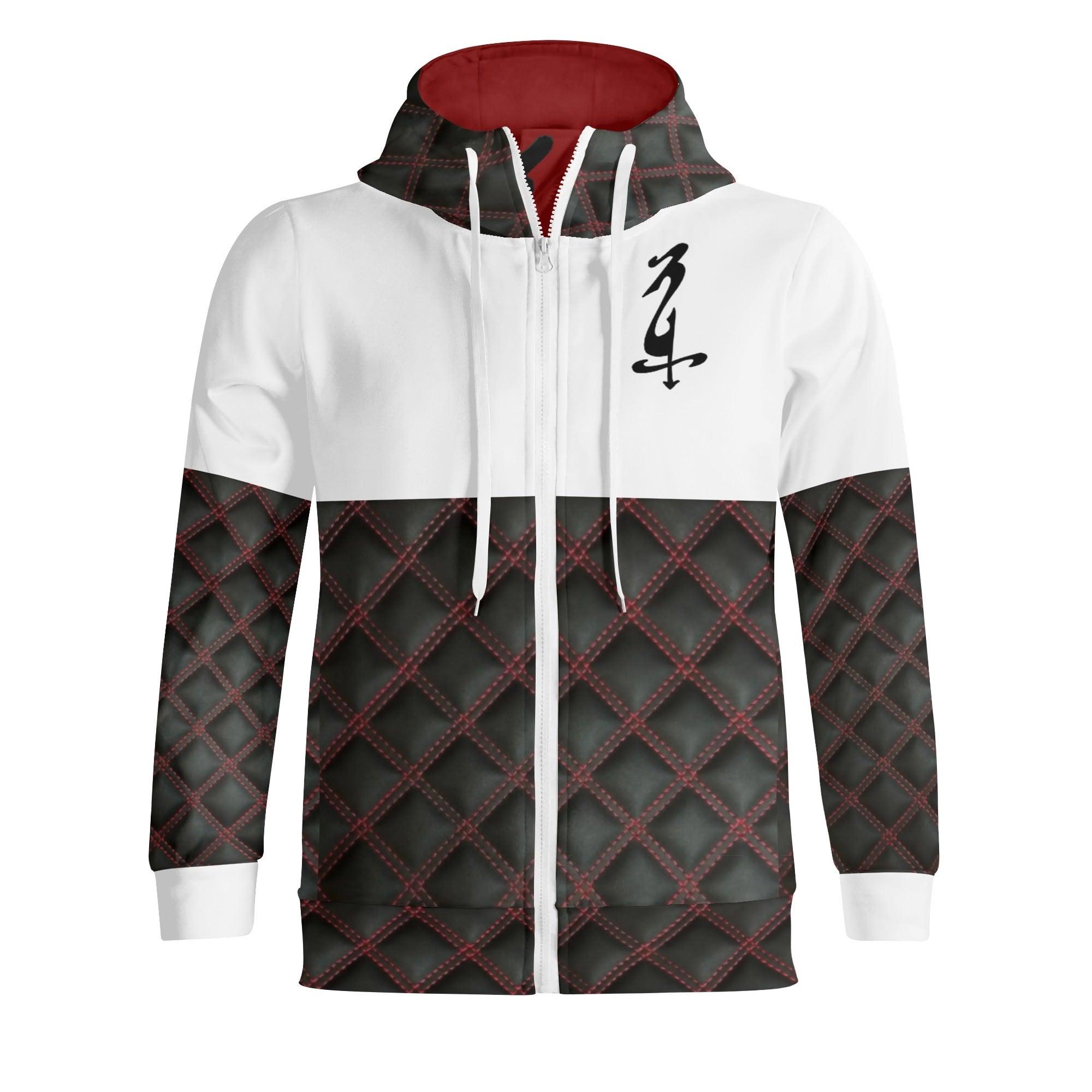 Unisex Men's Print All Over T-Shirt Full Zip Turtleneck Hoodie Streetwear - MES...Where