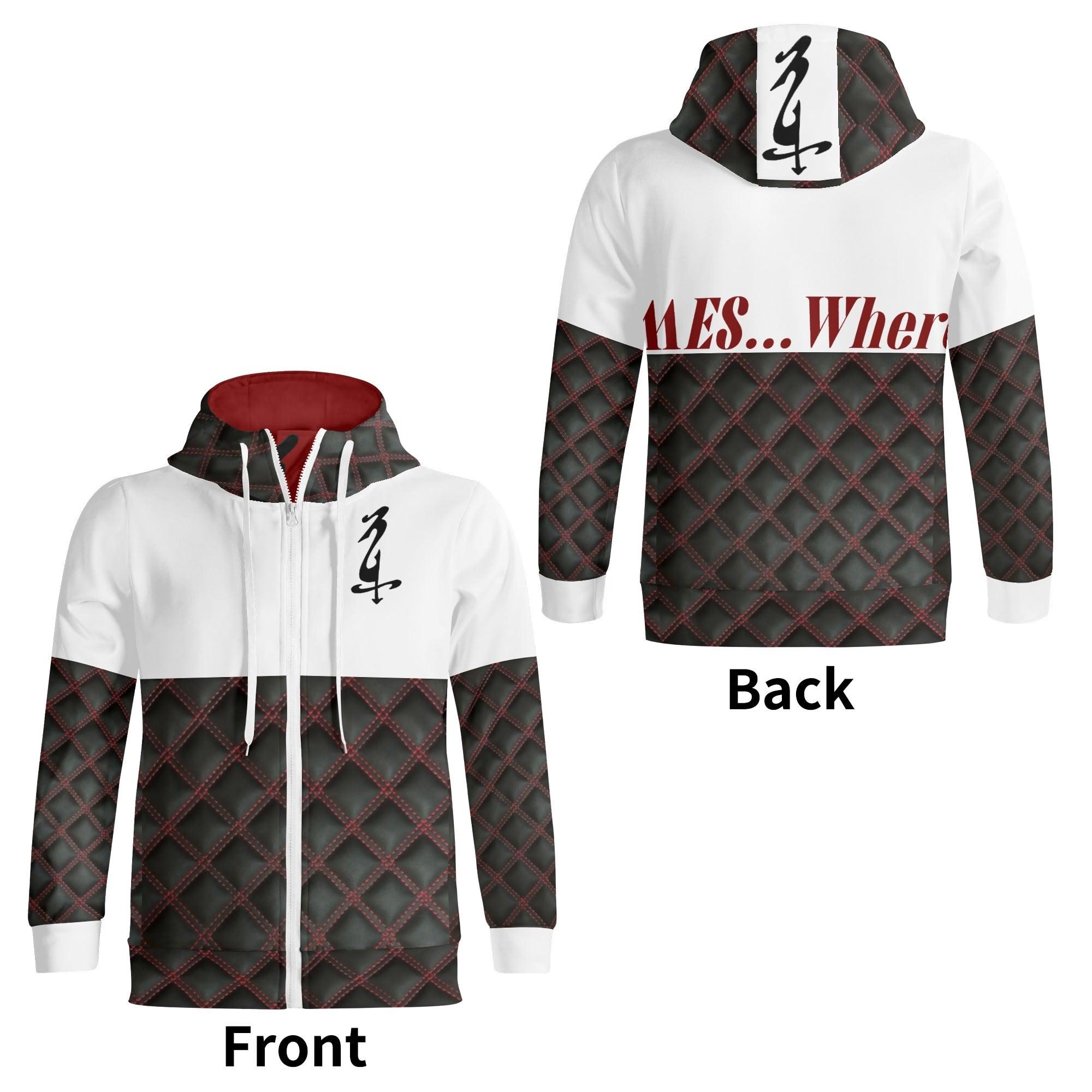 Unisex Men's Print All Over T-Shirt Full Zip Turtleneck Hoodie Streetwear - MES...Where