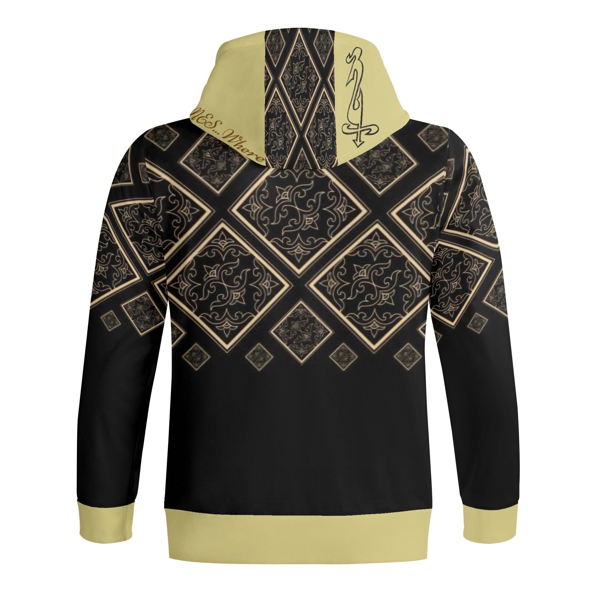 Women's Print All Over Full Zip Turtleneck Hoodie Streetwear - MES...Where