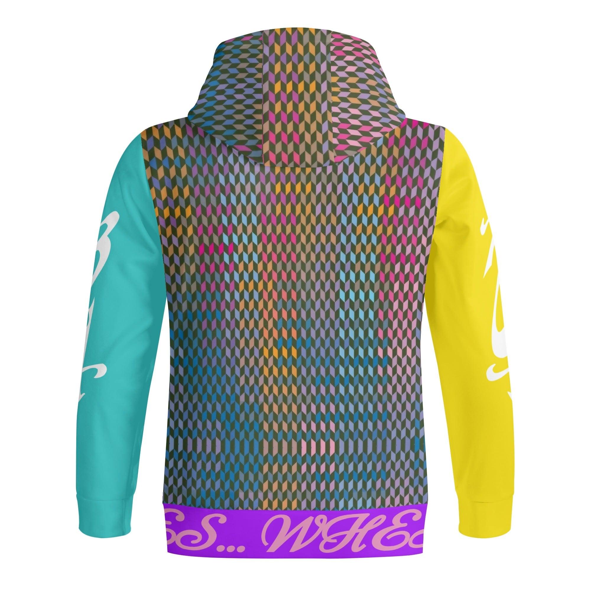 Women's Print All Over Full Zip Turtleneck Hoodie Streetwear - MES...Where