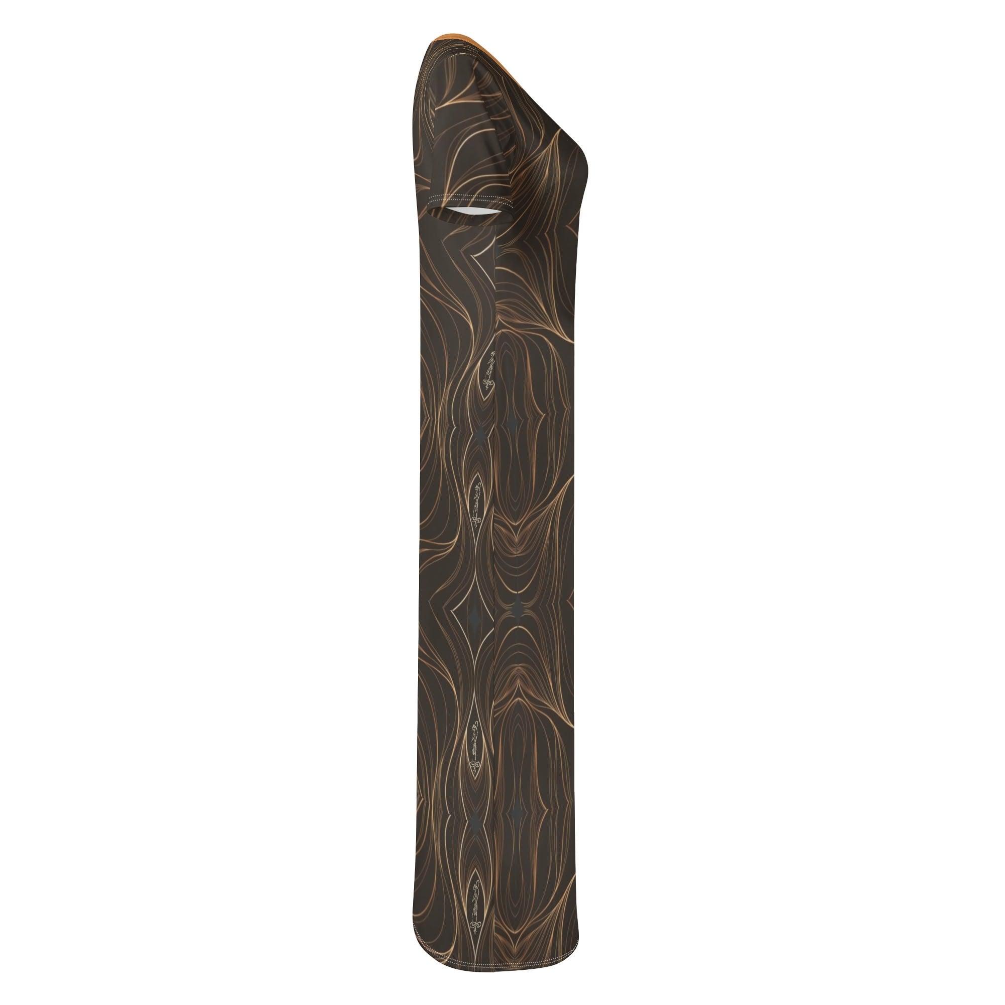 Women's Short Sleeve Casual All Over Print Long Dress - MES...Where