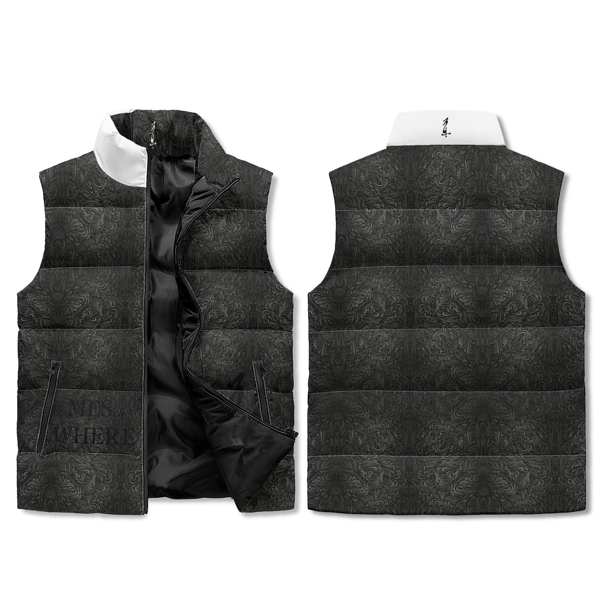Men's Unisex Lightweight All Over Printing Stand Collar Zip Up Puffer Vest - MES...Where