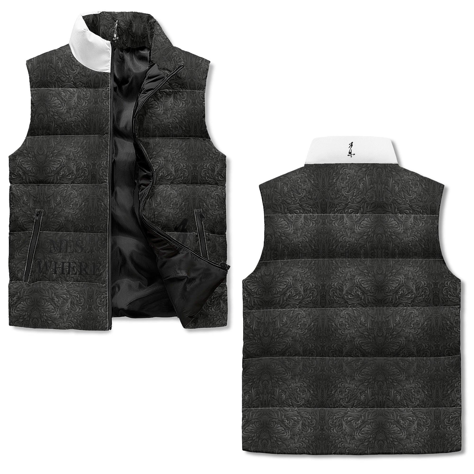 Men's Unisex Lightweight All Over Printing Stand Collar Zip Up Puffer Vest - MES...Where