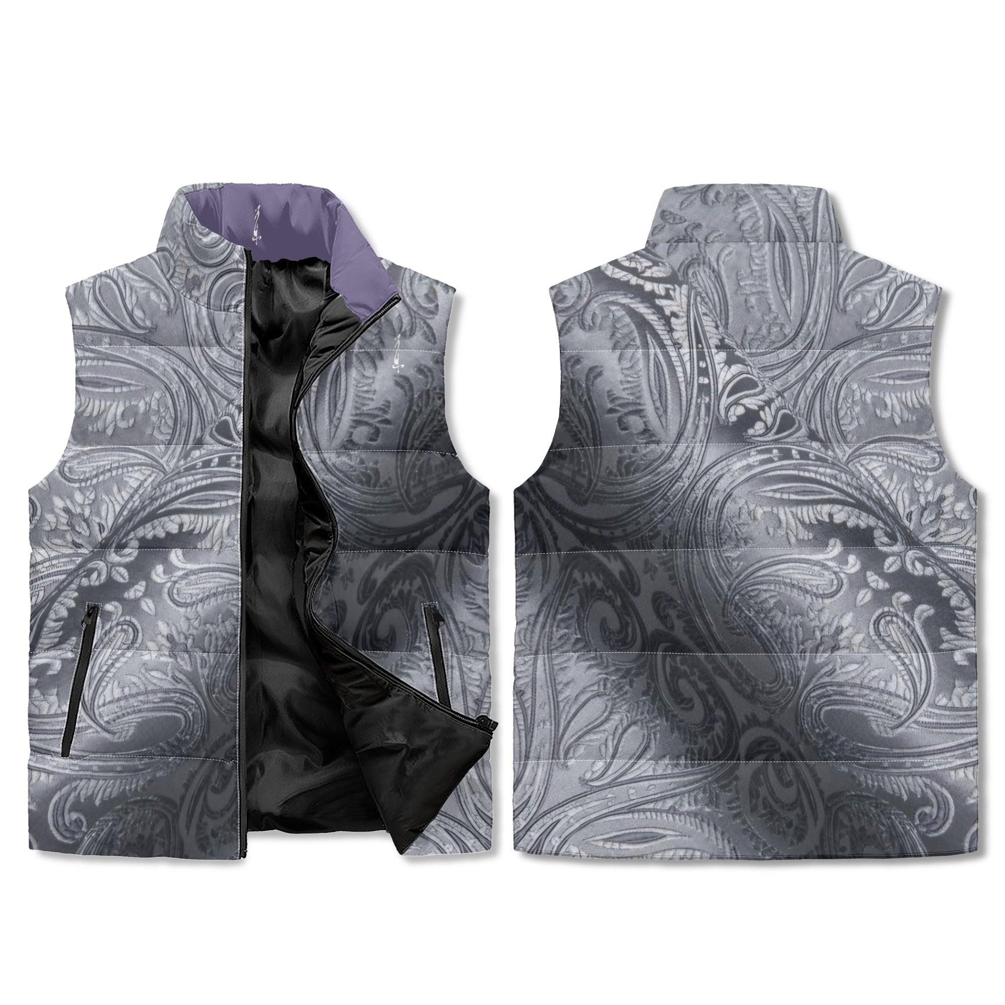 Women's Unisex Lightweight All Over Printing Stand Collar Zip Up Puffer Vest - MES...Where