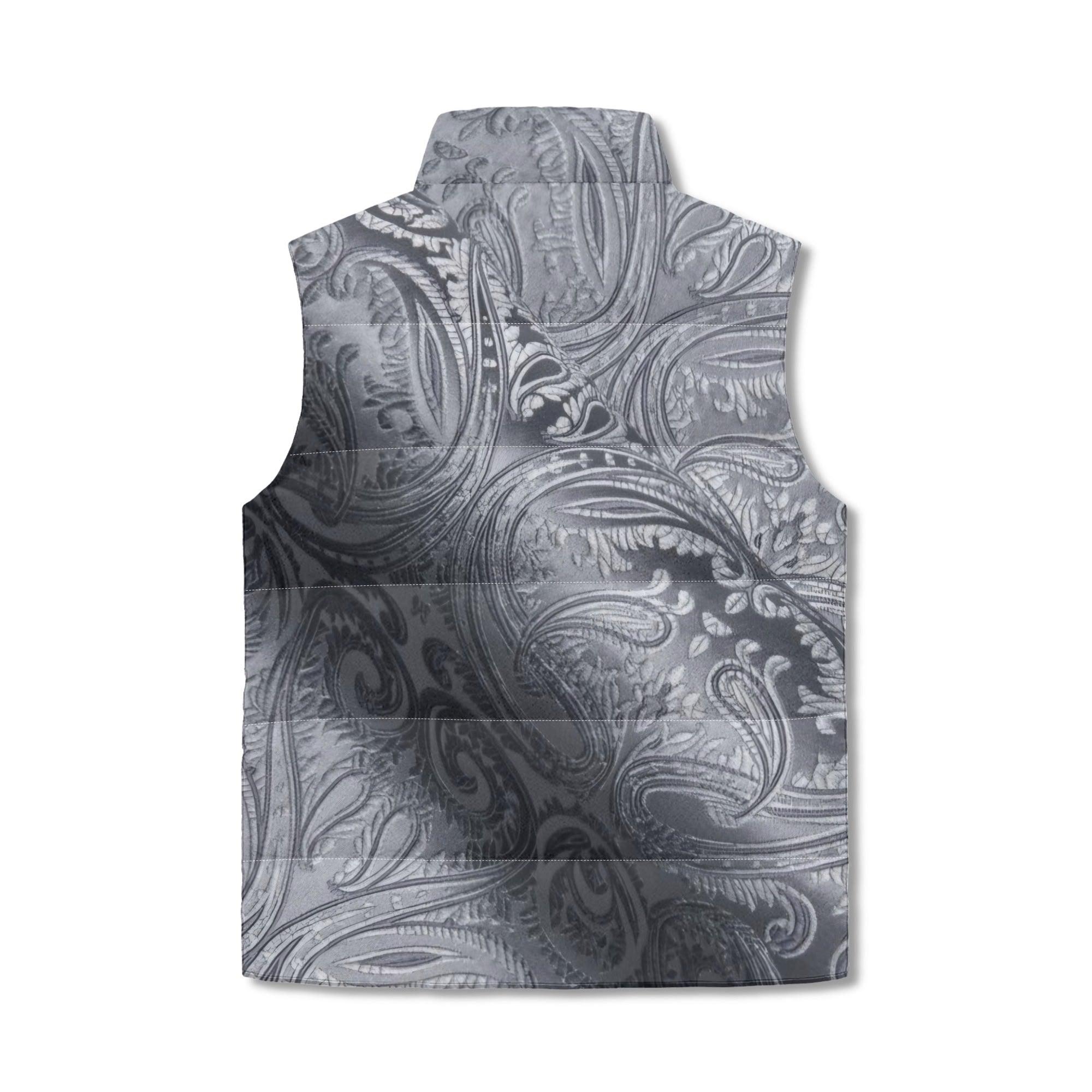 Women's Unisex Lightweight All Over Printing Stand Collar Zip Up Puffer Vest - MES...Where