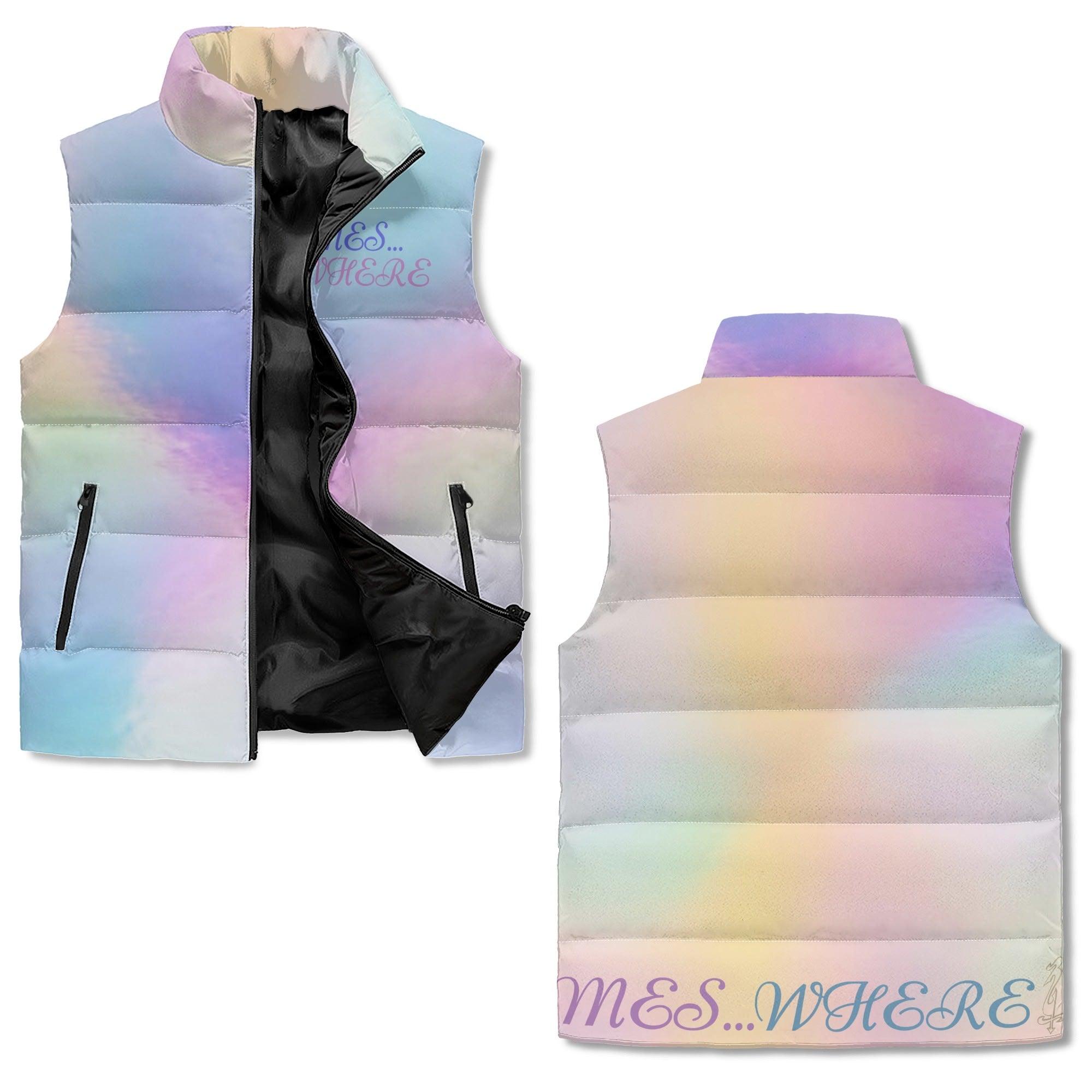 Women's Unisex Lightweight All Over Printing Stand Collar Zip Up Puffer Vest - MES...Where