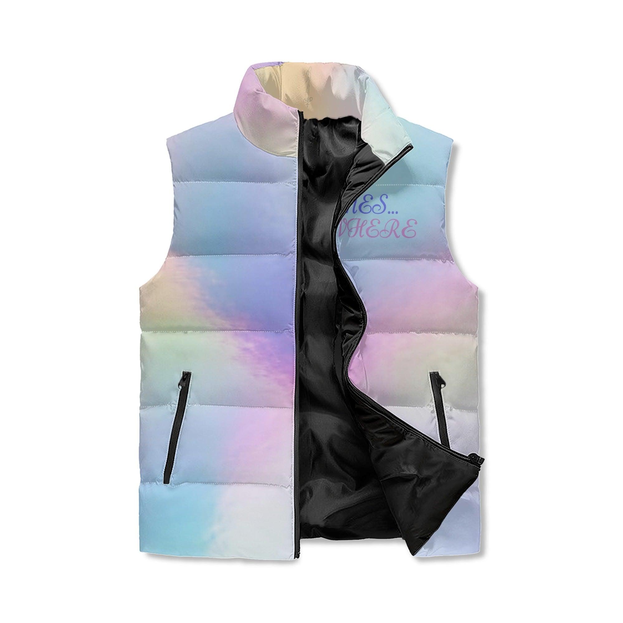 Women's Unisex Lightweight All Over Printing Stand Collar Zip Up Puffer Vest - MES...Where