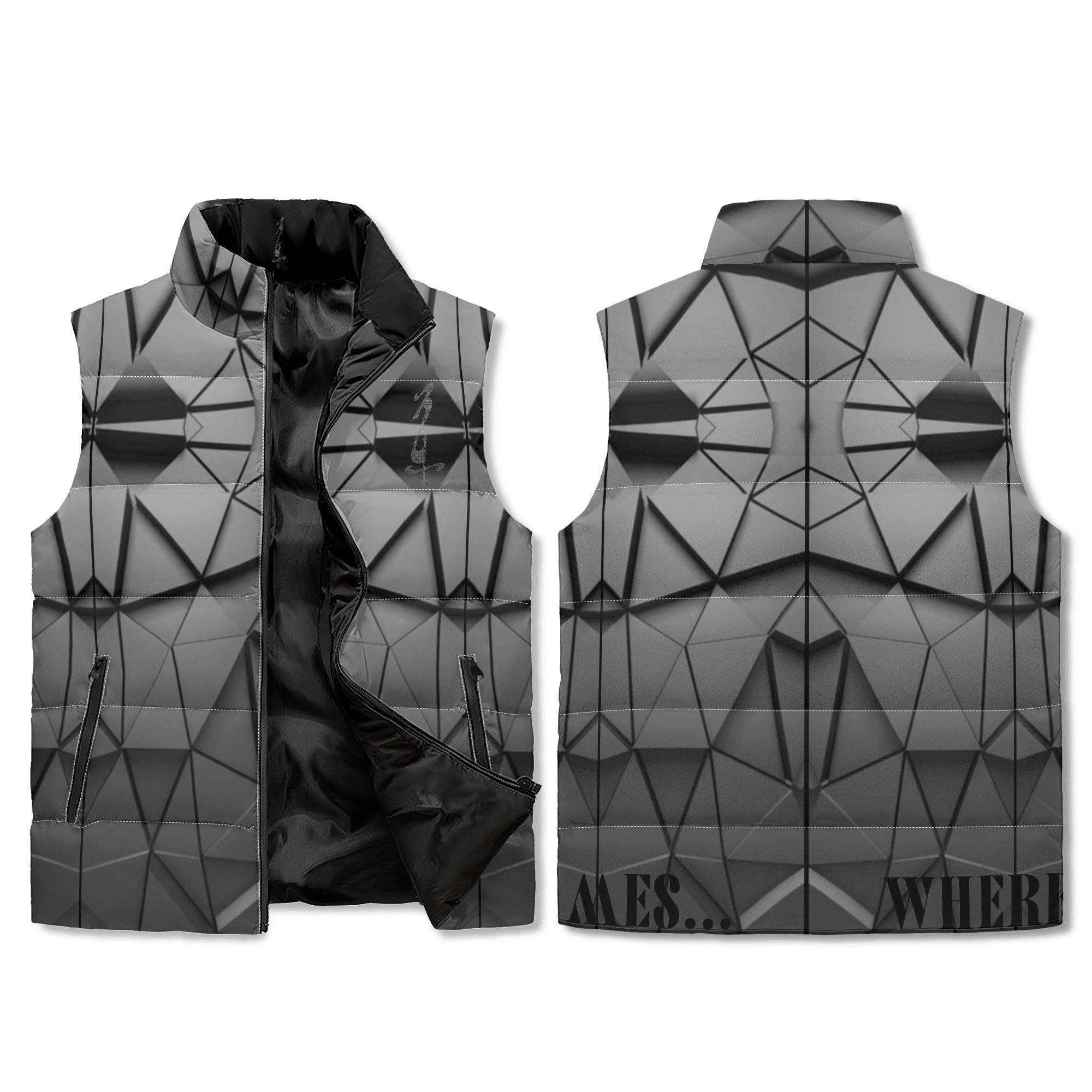 Men's Unisex Lightweight All Over Printing Stand Collar Zip Up Puffer Vest - MES...Where