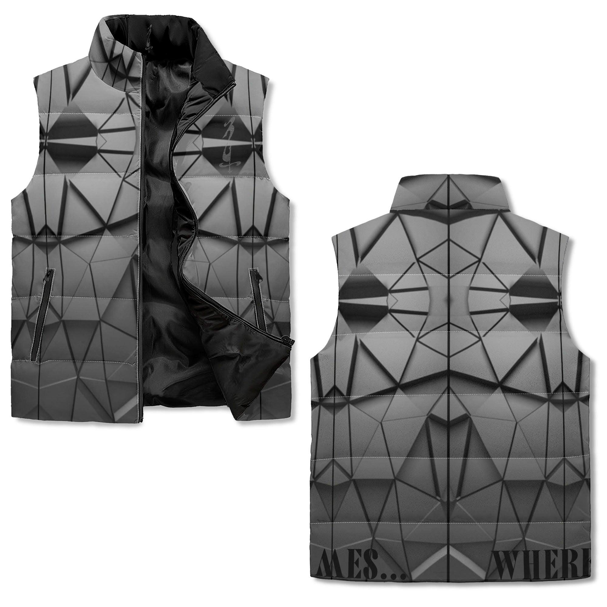 Men's Unisex Lightweight All Over Printing Stand Collar Zip Up Puffer Vest - MES...Where