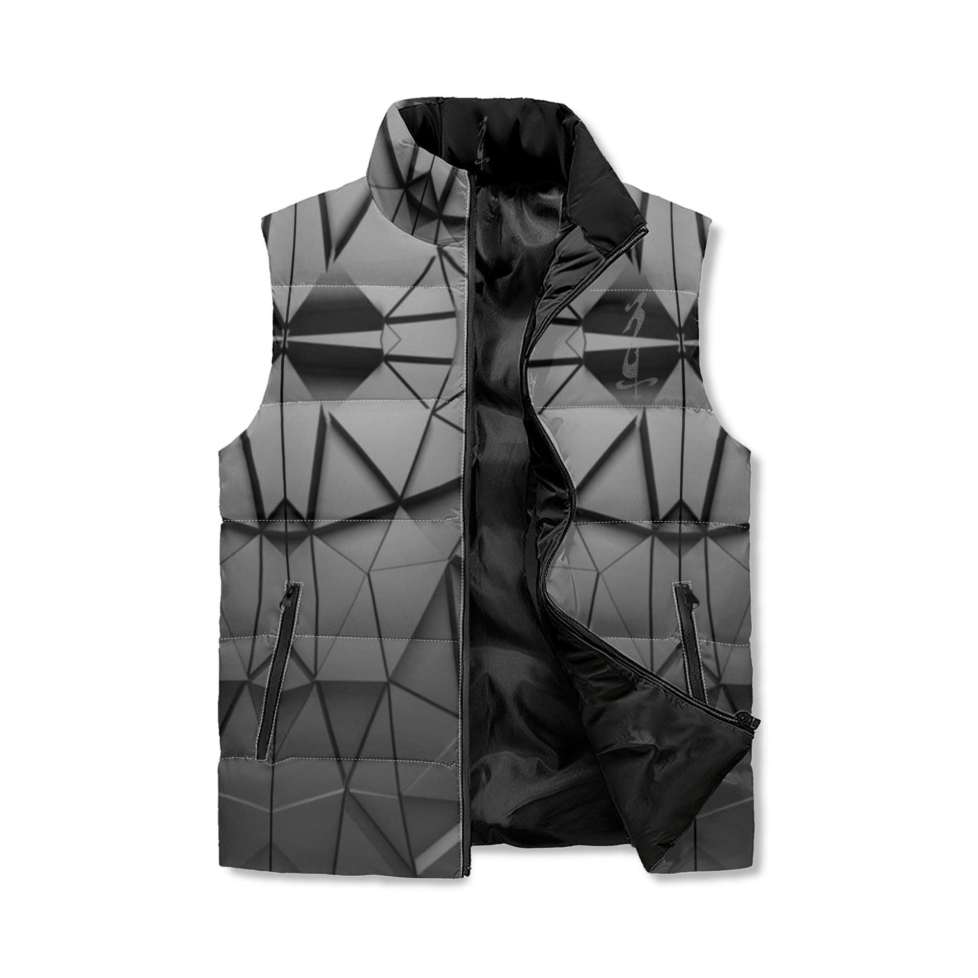 Men's Unisex Lightweight All Over Printing Stand Collar Zip Up Puffer Vest - MES...Where