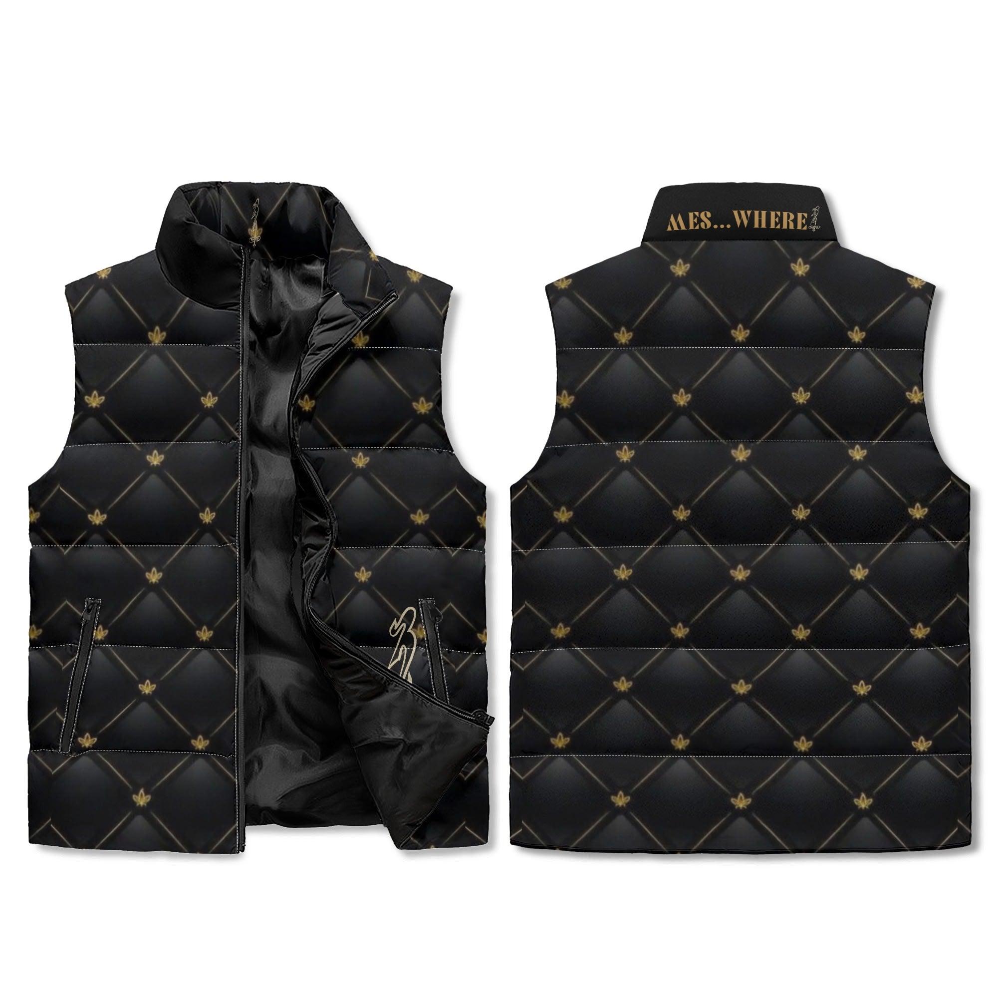 Men's Unisex Lightweight All Over Printing Stand Collar Zip Up Puffer Vest - MES...Where