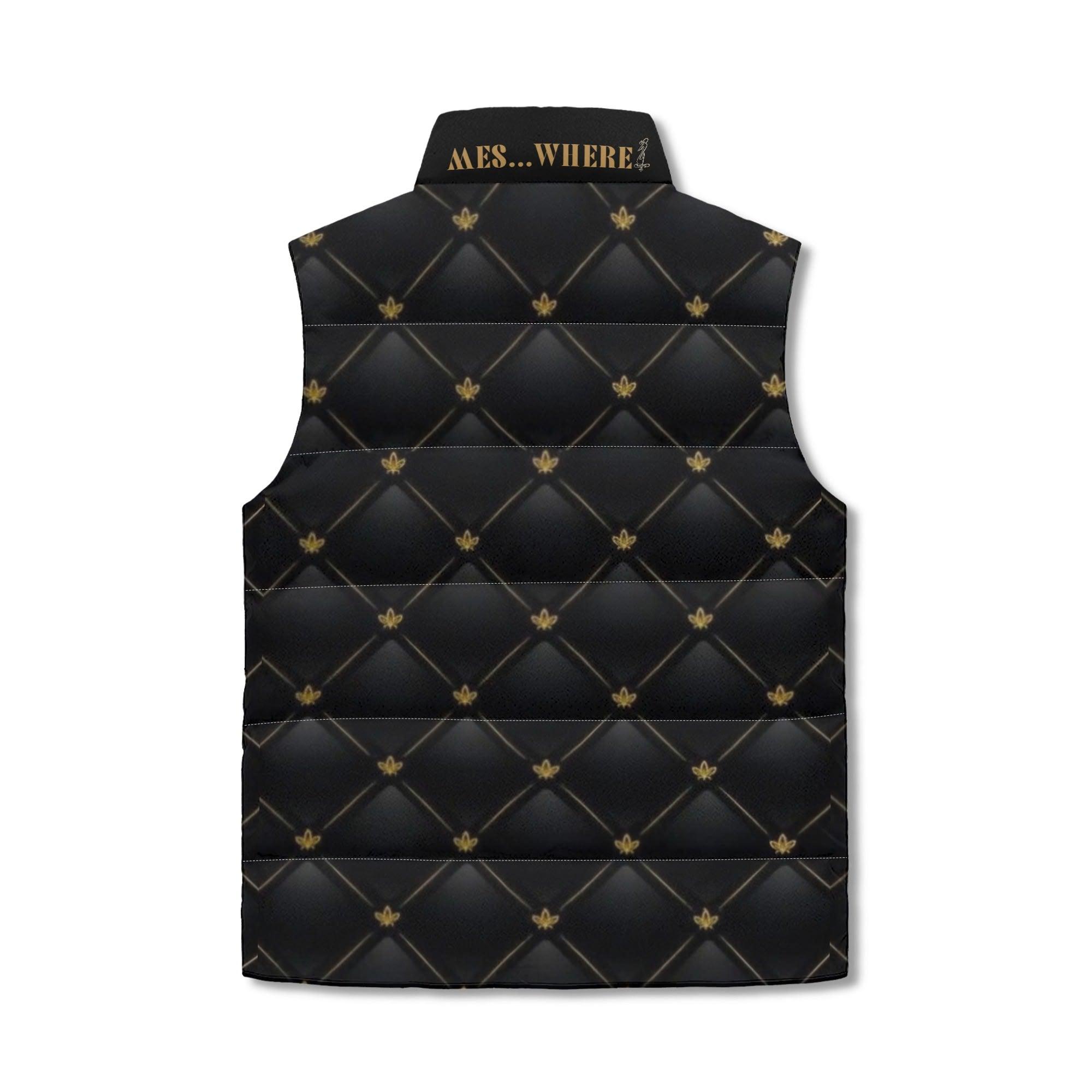 Men's Unisex Lightweight All Over Printing Stand Collar Zip Up Puffer Vest - MES...Where